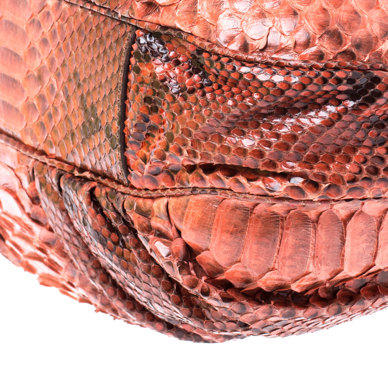 Zagliani Orange Python Leather Hobo