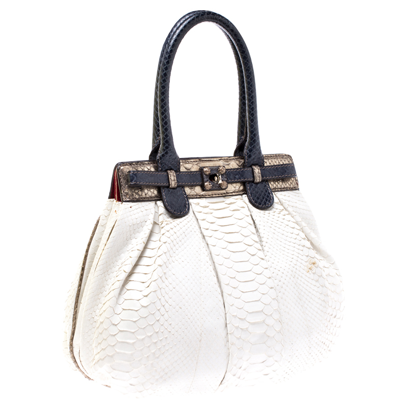 Zagliani Multicolor Python Small Puffy Bag In Metallic