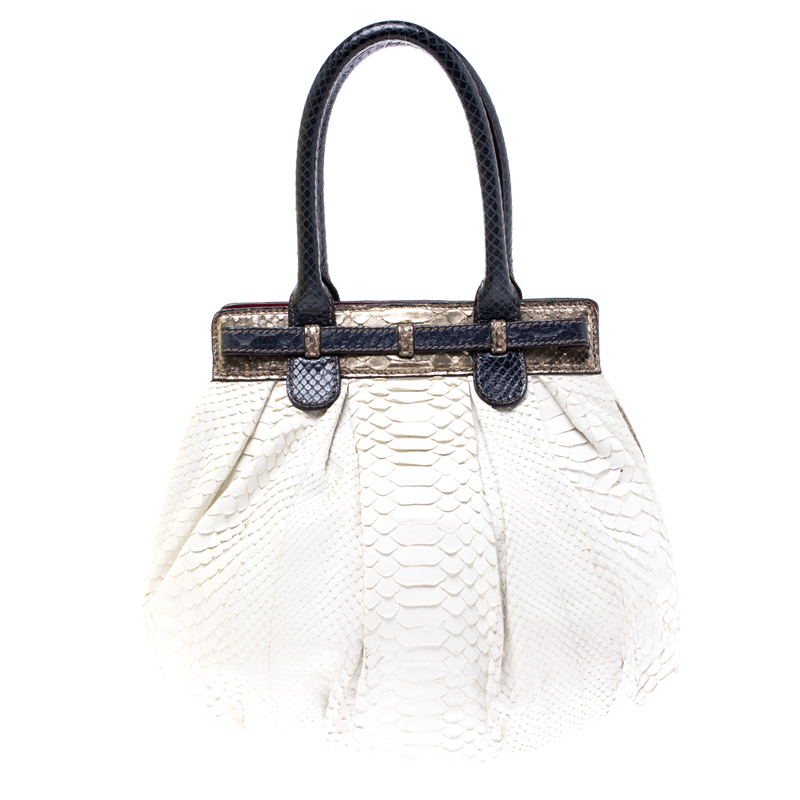 Zagliani Multicolor Python Small Puffy Bag In Metallic
