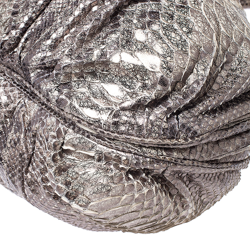 Zagliani Cream/black Metallic Python Puffy Hobo