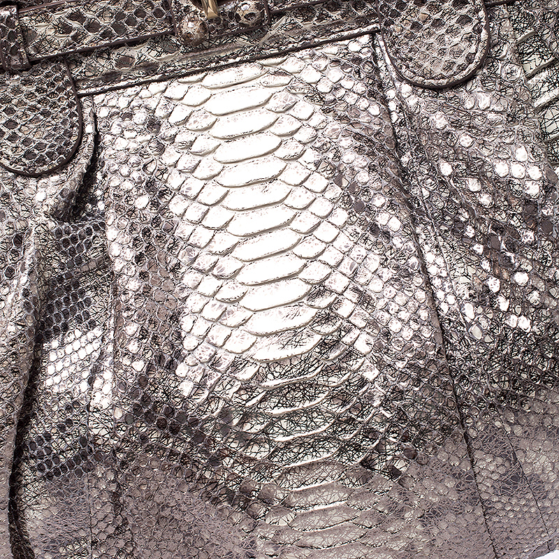 Zagliani Cream/black Metallic Python Puffy Hobo