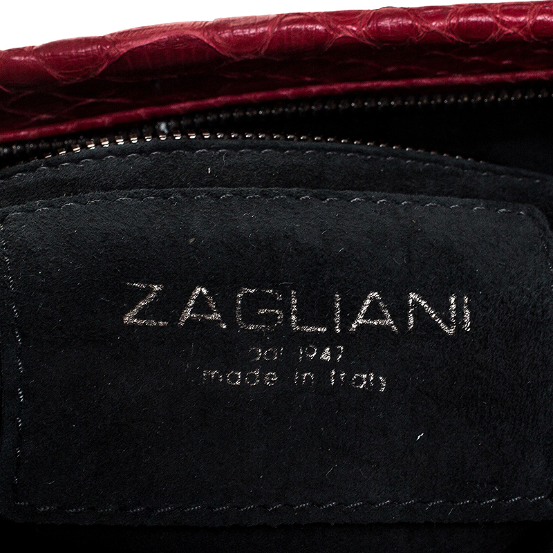 Zagliani Red Python Leather Flash Clutch