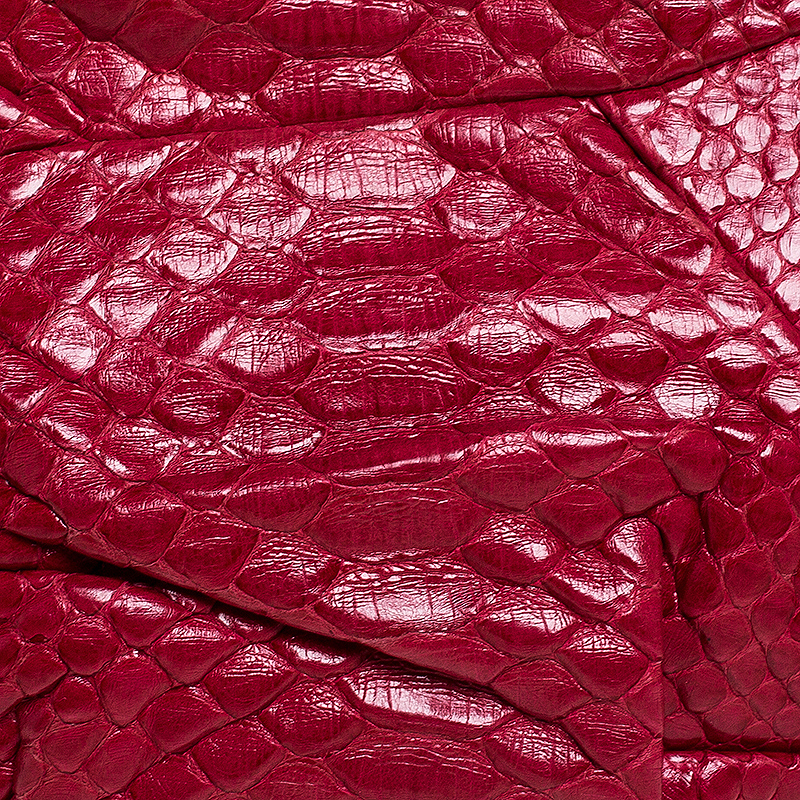 Zagliani Red Python Leather Flash Clutch