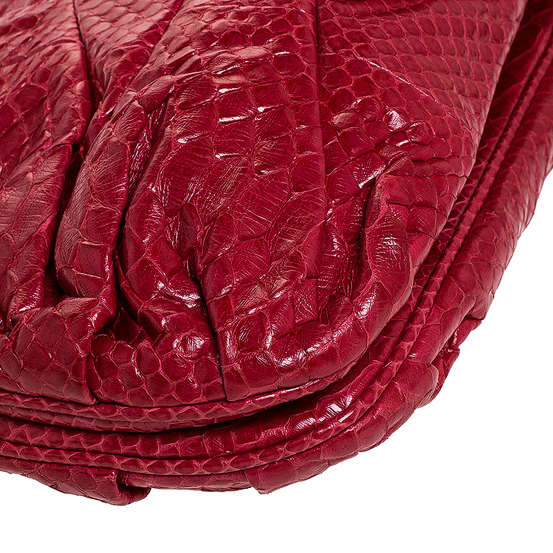 Zagliani Red Python Leather Flash Clutch