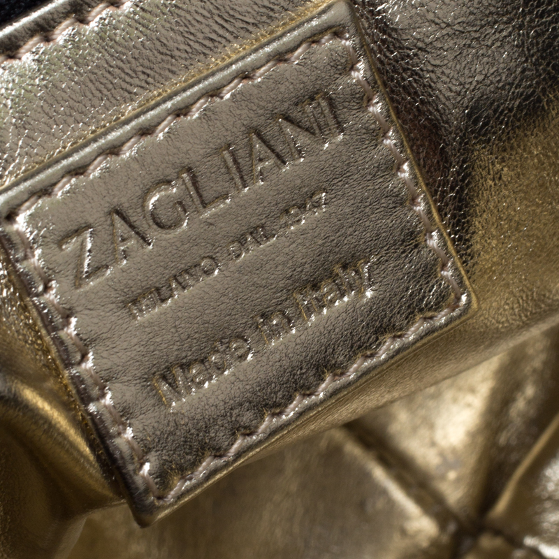 Zagliani Black Python Shoulder Bag