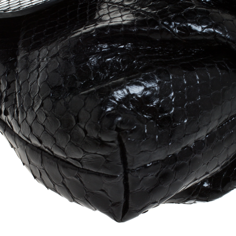 Zagliani Black Python Shoulder Bag
