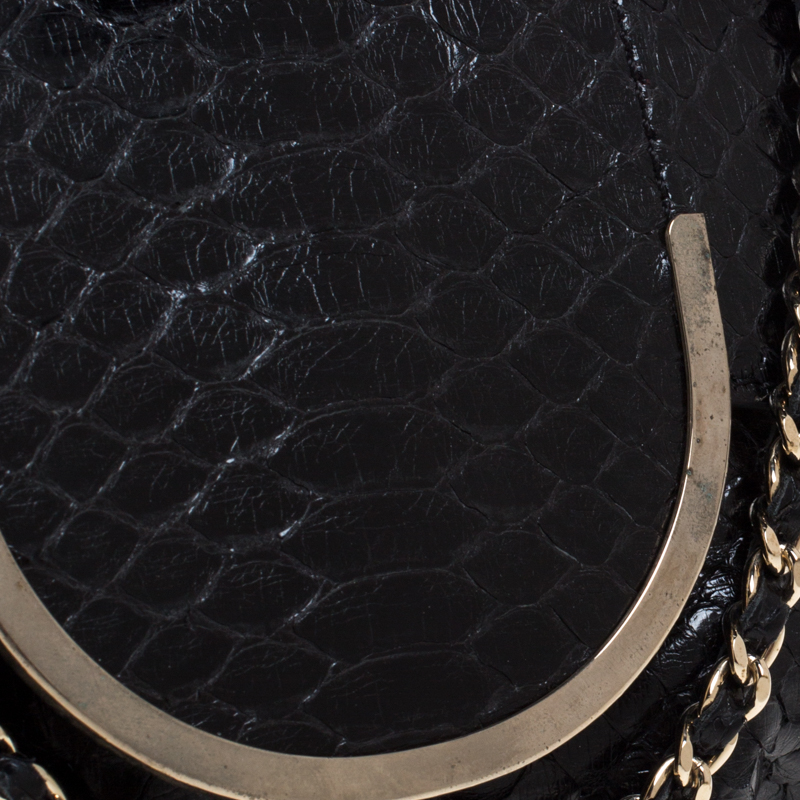 Zagliani Black Python Shoulder Bag