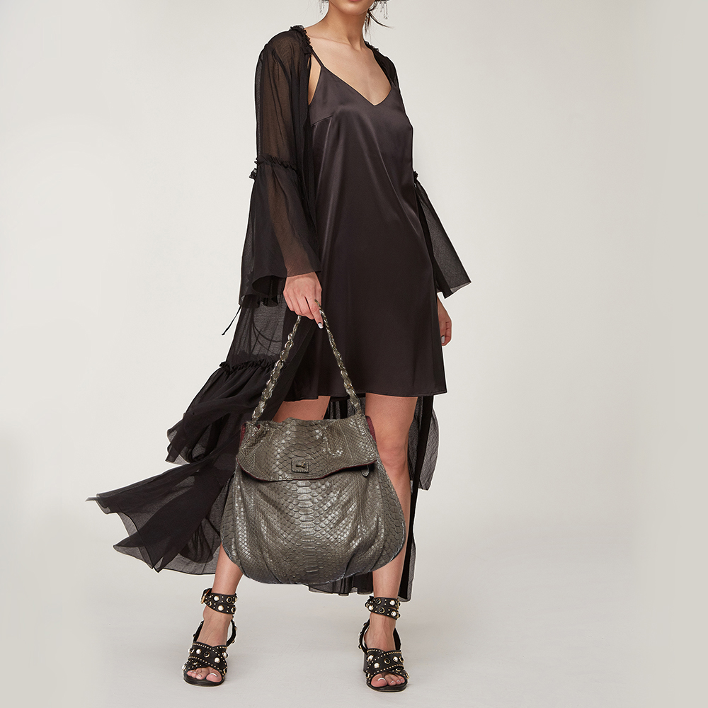 

Zagliani Brown Python Leather Shoulder Bag
