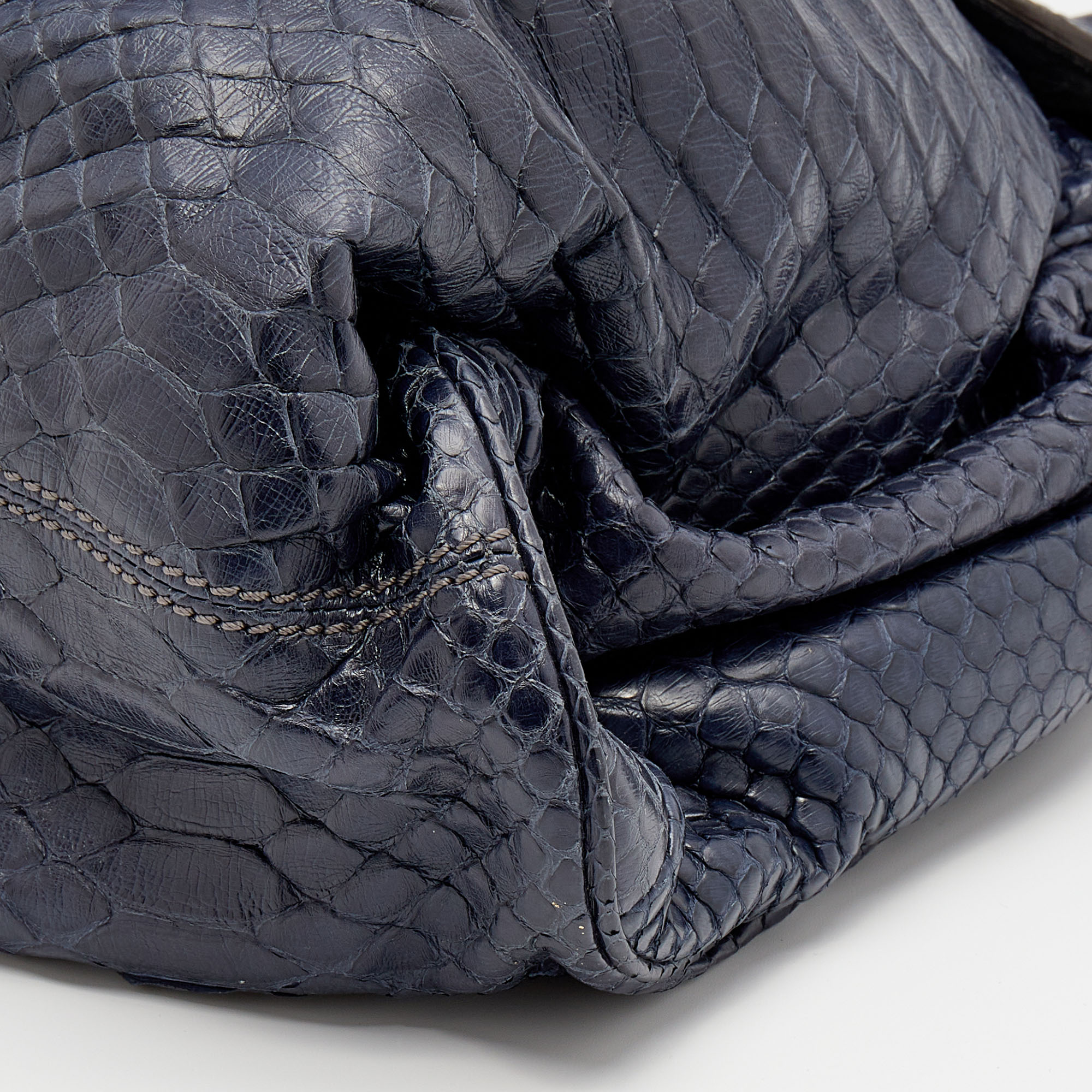 Zagliani Blue Python Procida Top Handle Bag 