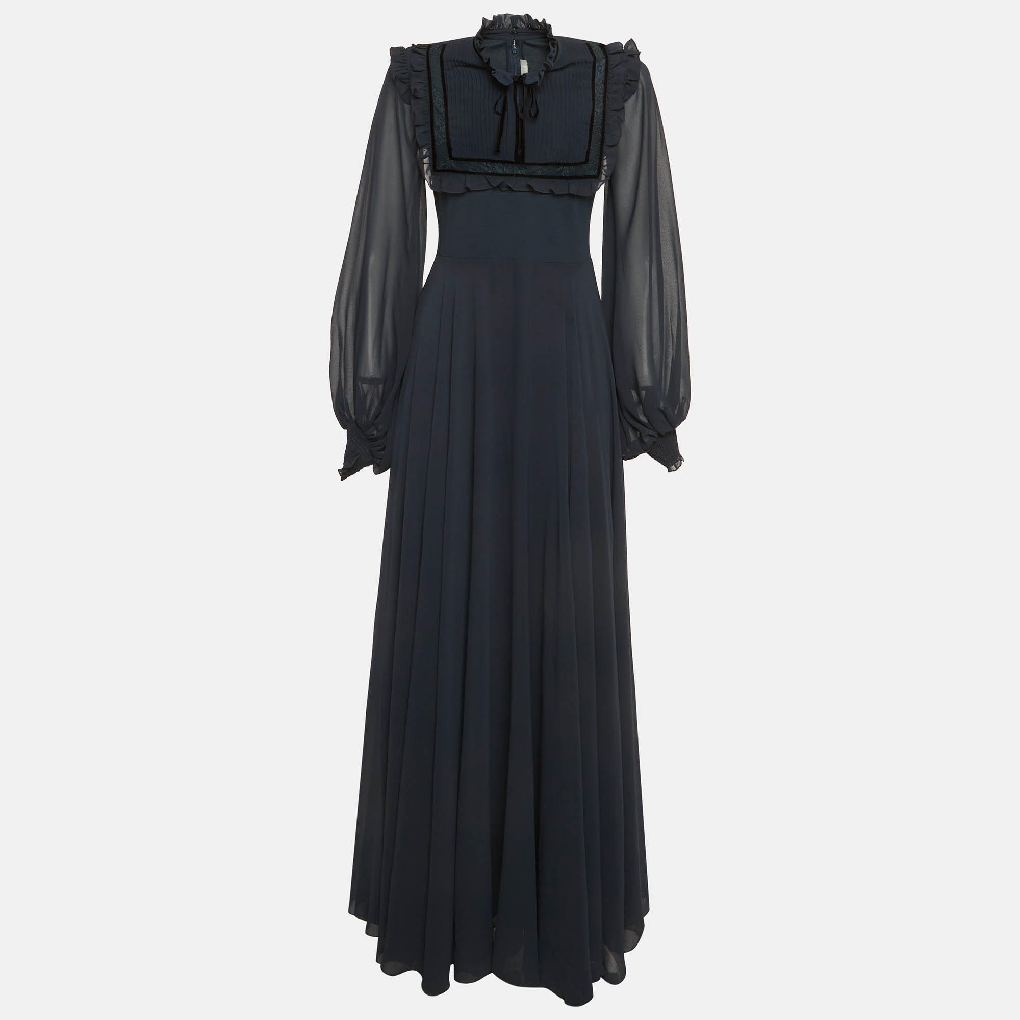 

Zeena Zaki Midnight Blue Chiffon Maxi Dress M, Navy blue
