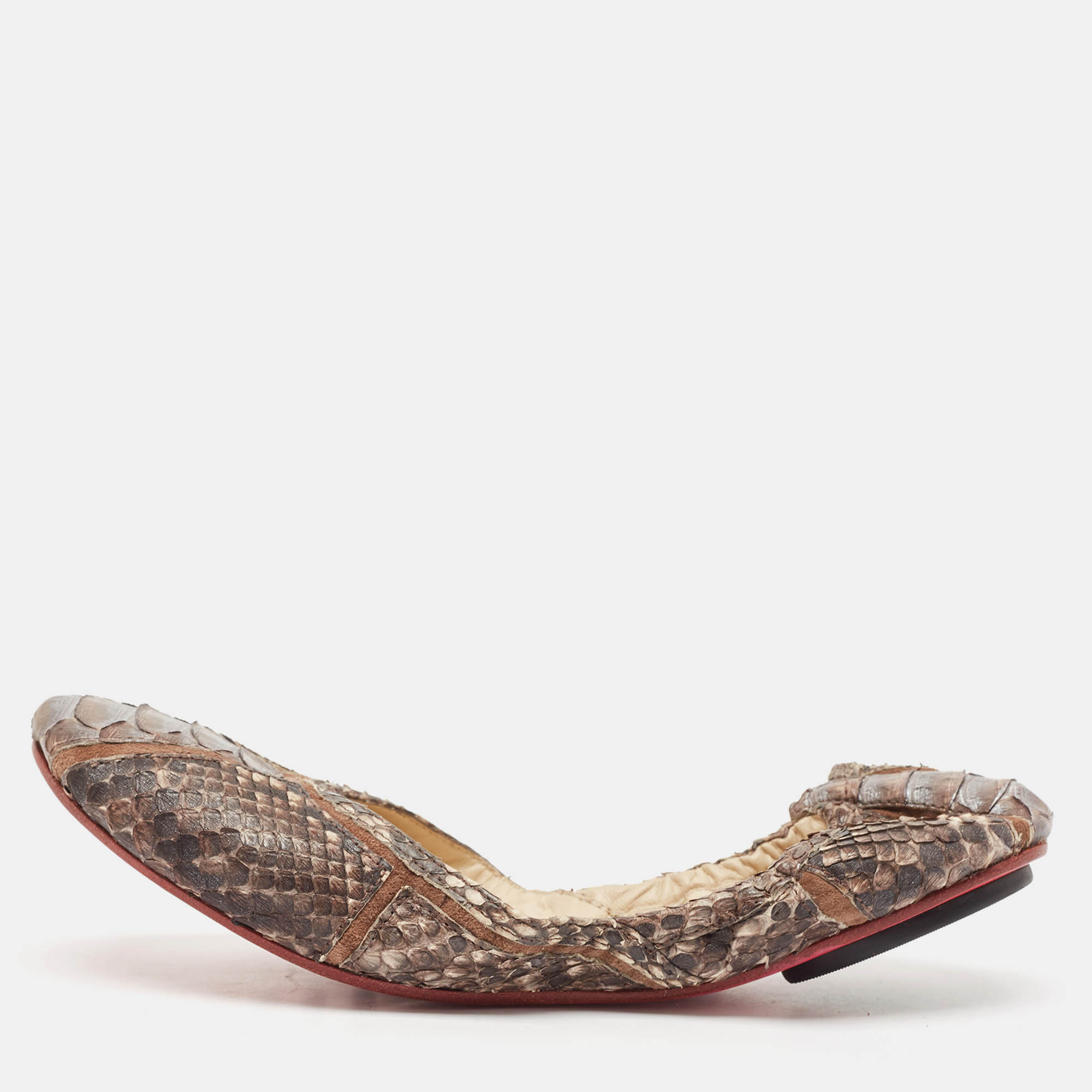 

Zeferino Brown Python Scrunch Ballet Flats Size