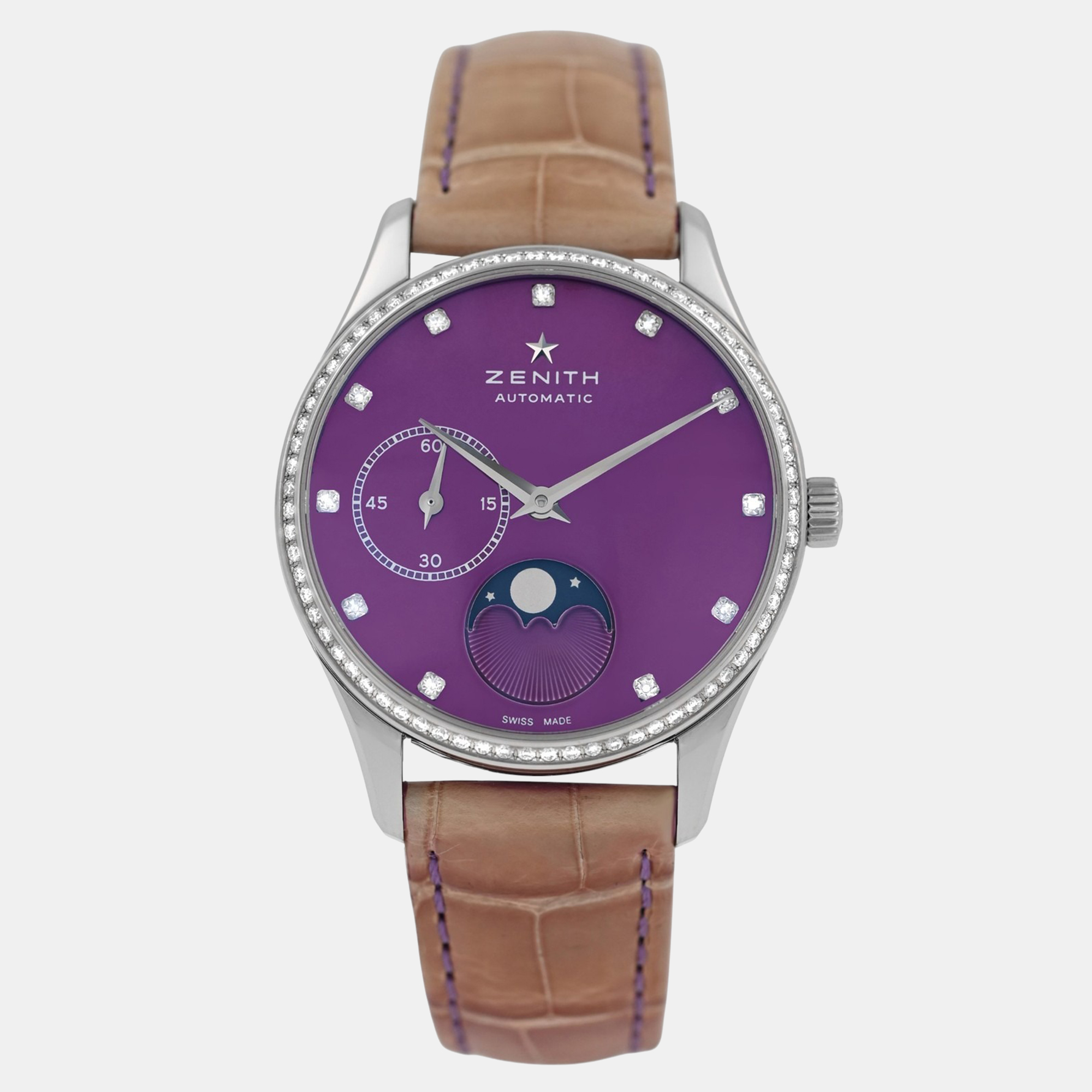 

Zenith Elite Ultra Thin Moonphase 16.2310.692 Automatic Stainless Steel Diamonds Women's Wristwatch, Purple