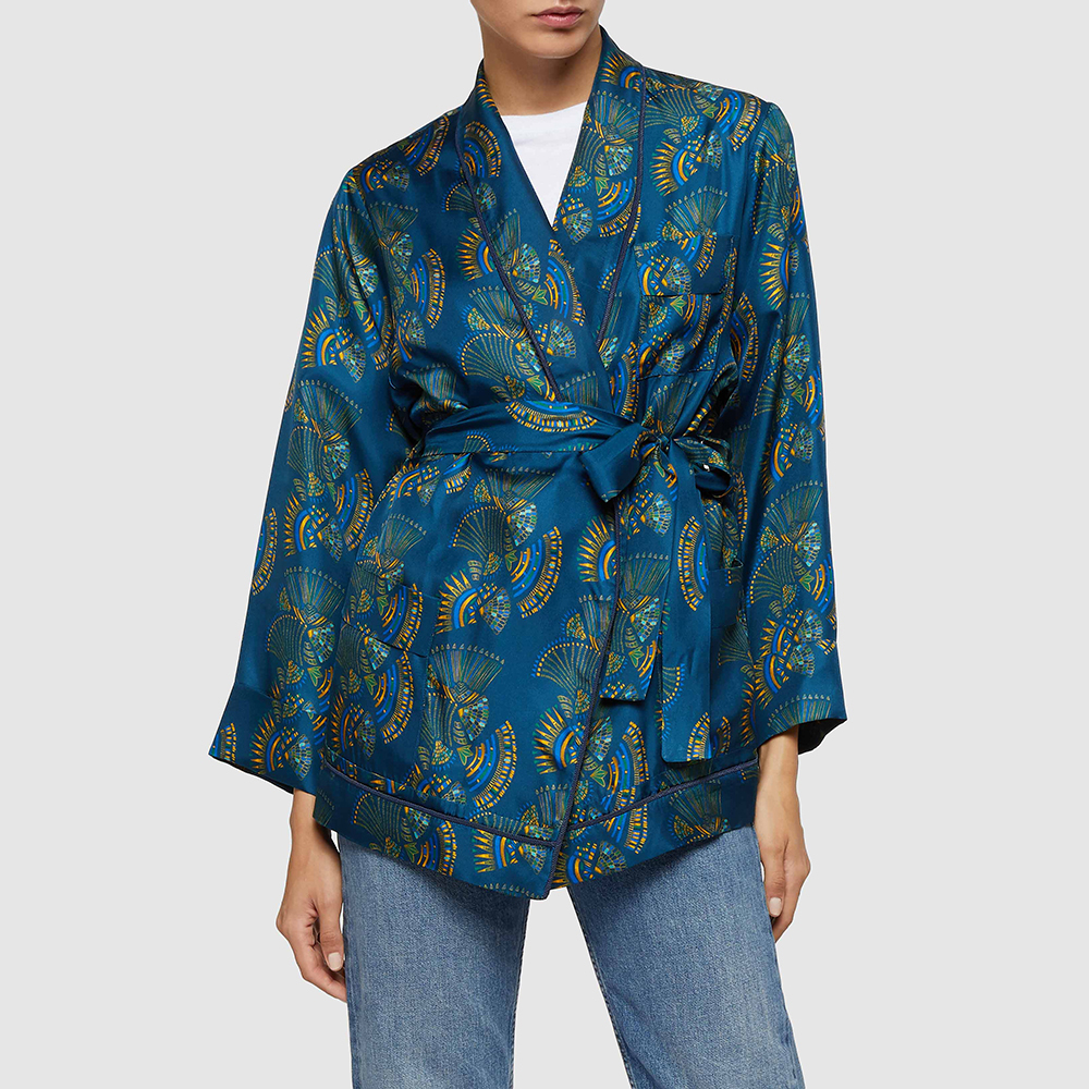 

Zeus+Dione Blue Idille Printed Wrap Jacket Size FR 36