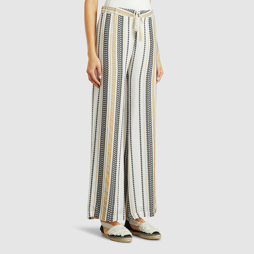 

Zeus+Dione Cream Alcestes Satin-Jacquard Wide Leg Trousers Size FR 42