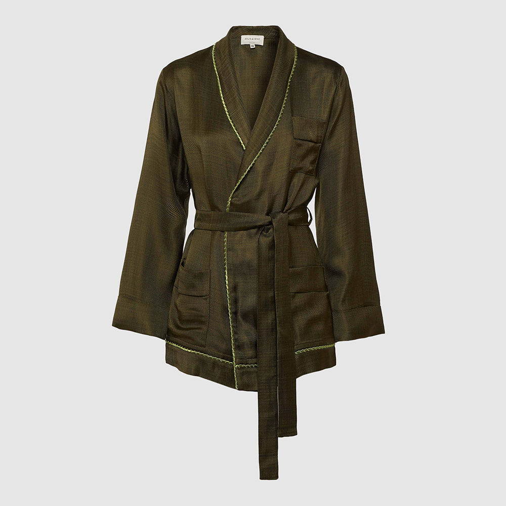 Zeus+Dione Green Idille Khaki Wrap Jacket Size FR 44