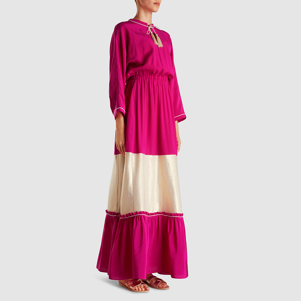 

Zeus+Dione Pink Jacqueline Panelled Silk Maxi Dress Size FR 36