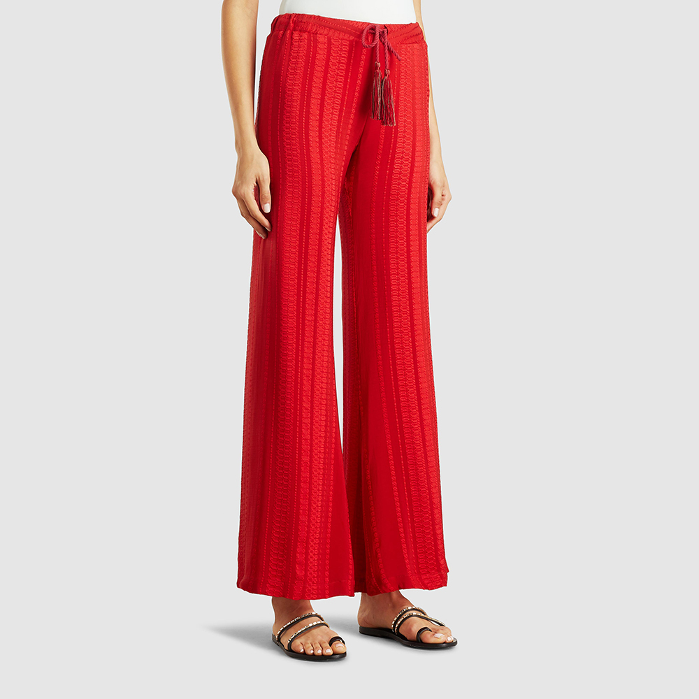 

Zeus+Dione Red Alcestes Satin-Jacquard Wide Leg Trousers Size FR 40
