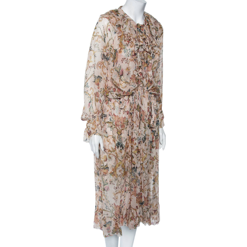 

Zimmermann Multicolor Printed Silk Ruffled Midi Dress