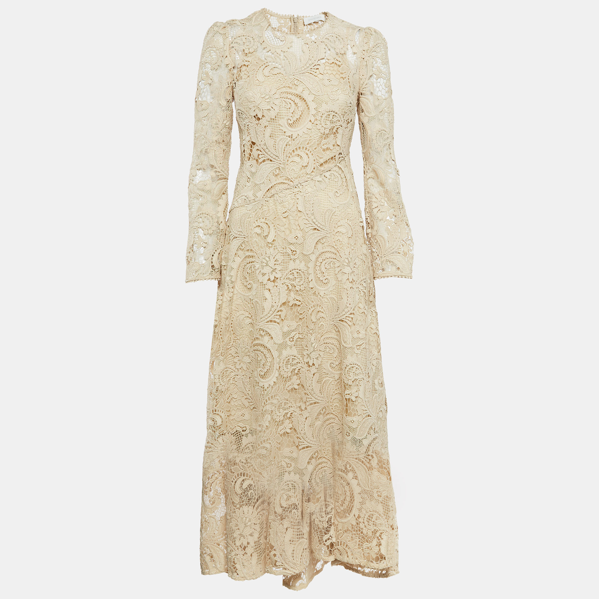 

Zimmermann Beige Waverly Lace Midi Dress S