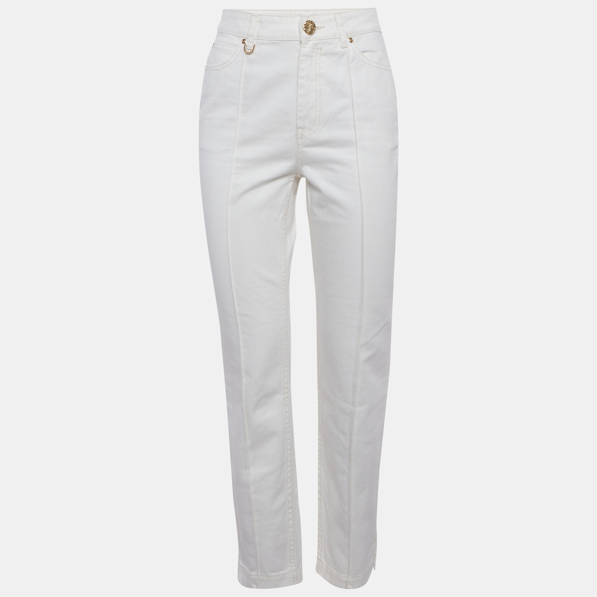 

Zimmermann White Denim High-Rise Tapered Jeans S/Waist 27"