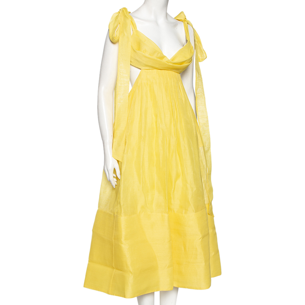 

Zimmermann Yellow Linen And Silk Cutout Botanica Brallete Gown