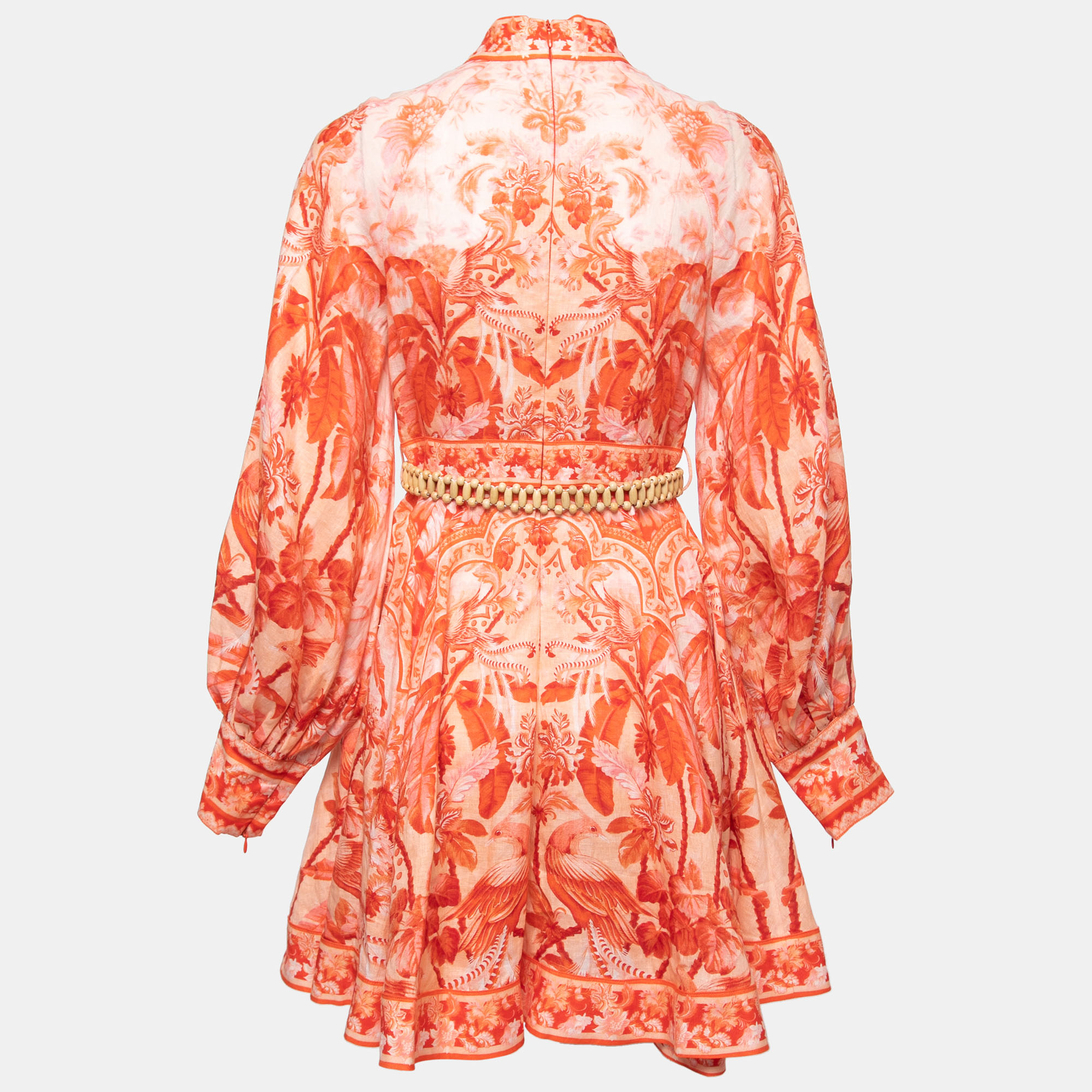 

Zimmermann Red Printed Linen Belted Mini Dress