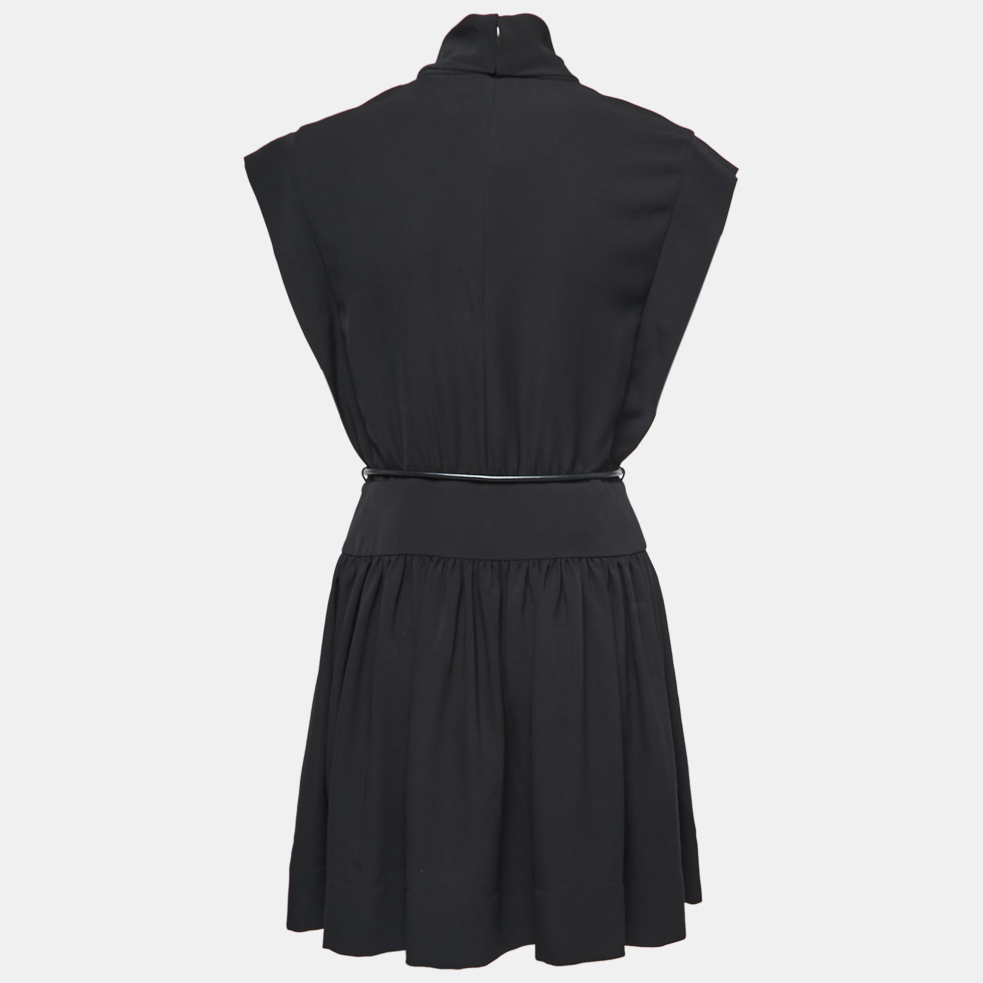 

Zimmermann Black Twill Roll Collar Belted Mini Dress