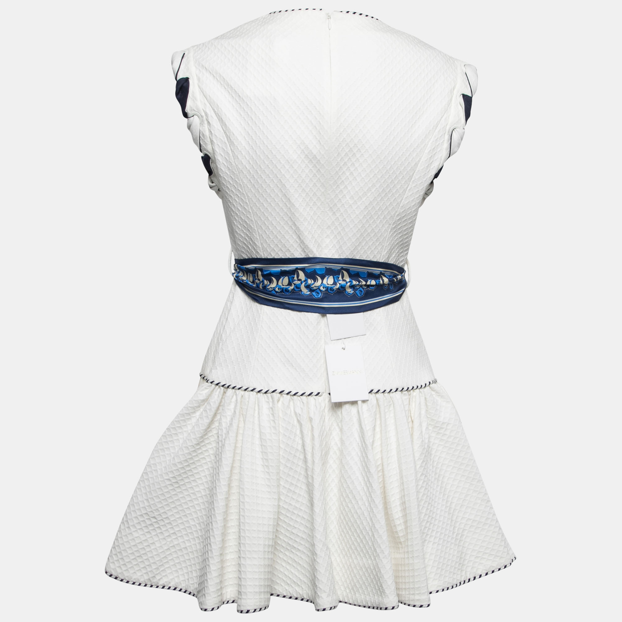 

Zimmermann White Texture Cotton Flared Mini Dress