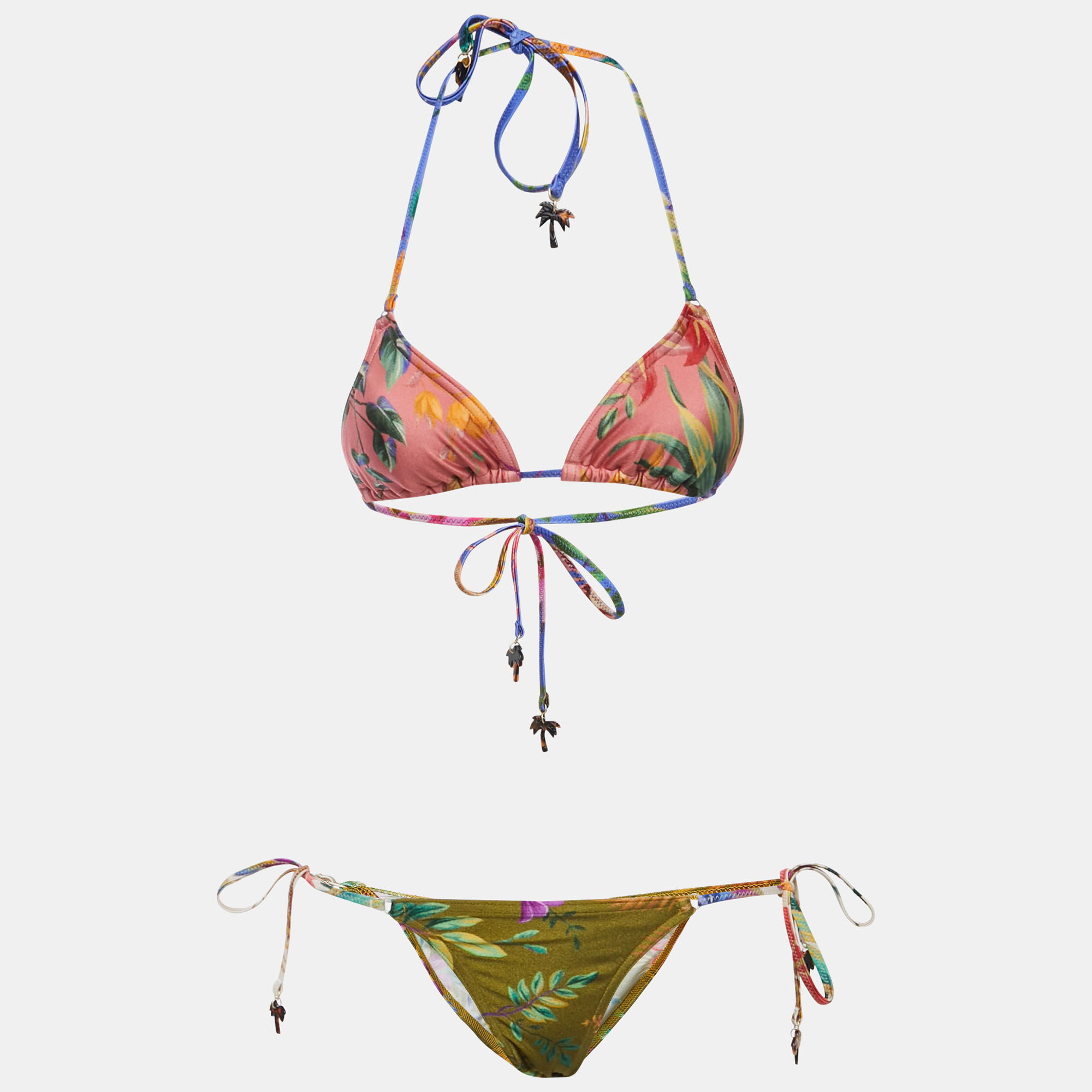 

Zimmermann Multicolor All-Over Print Nylon Tropicana Bikini