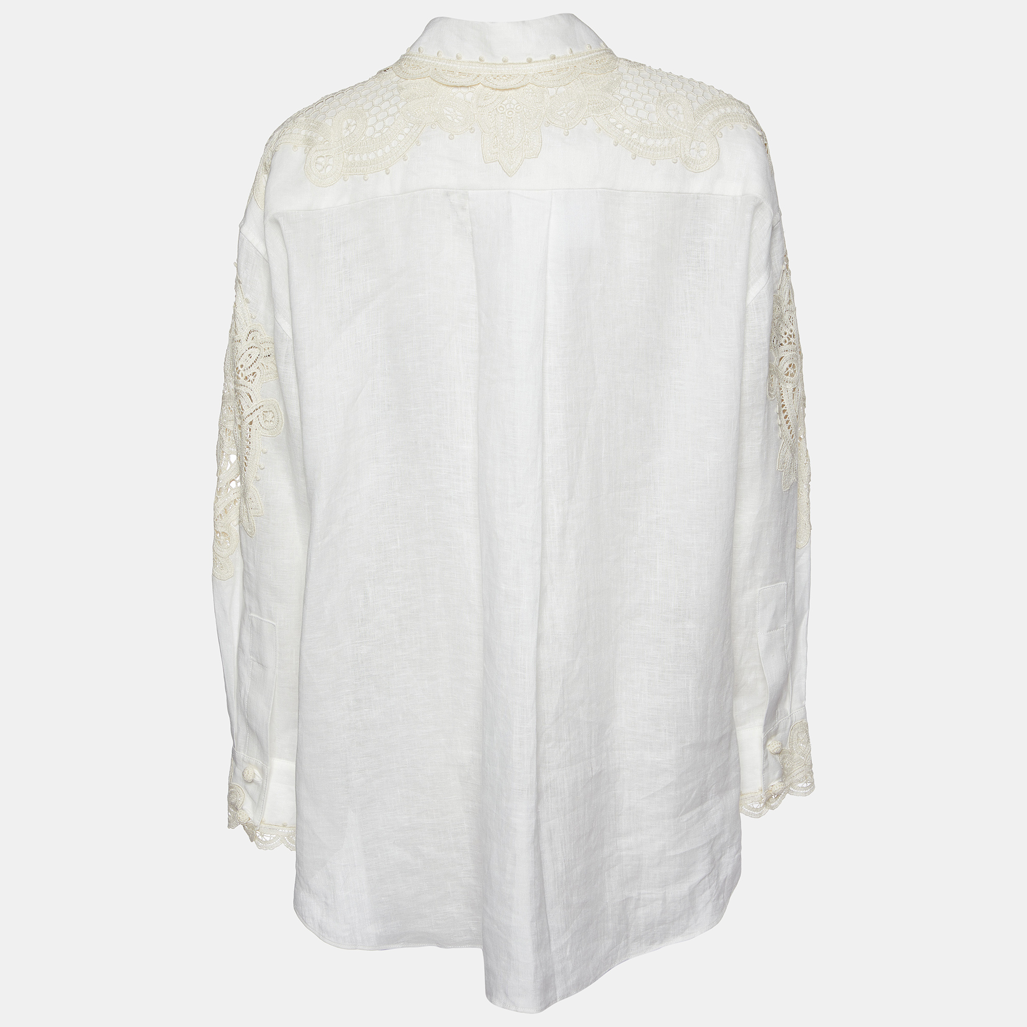 

Zimmermann Off White Line & Lace Embroidered Laurel Shirt