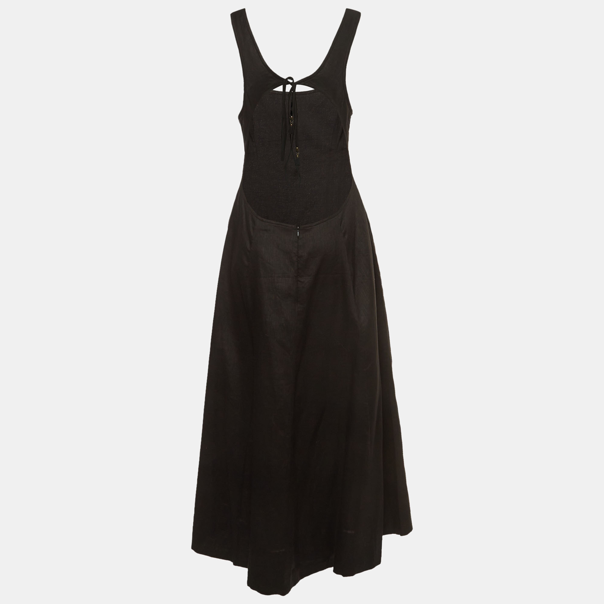 

Zimmermann Black Linen Open-Back Midi Dress