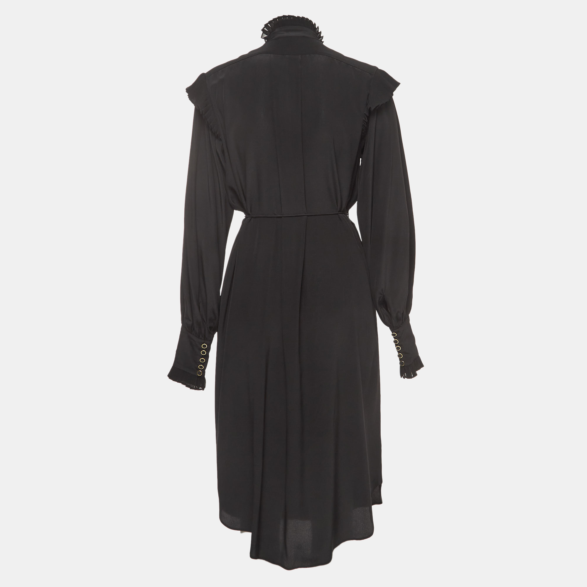 

Zimmermann Black Silk Pleated Frill Midi Dress