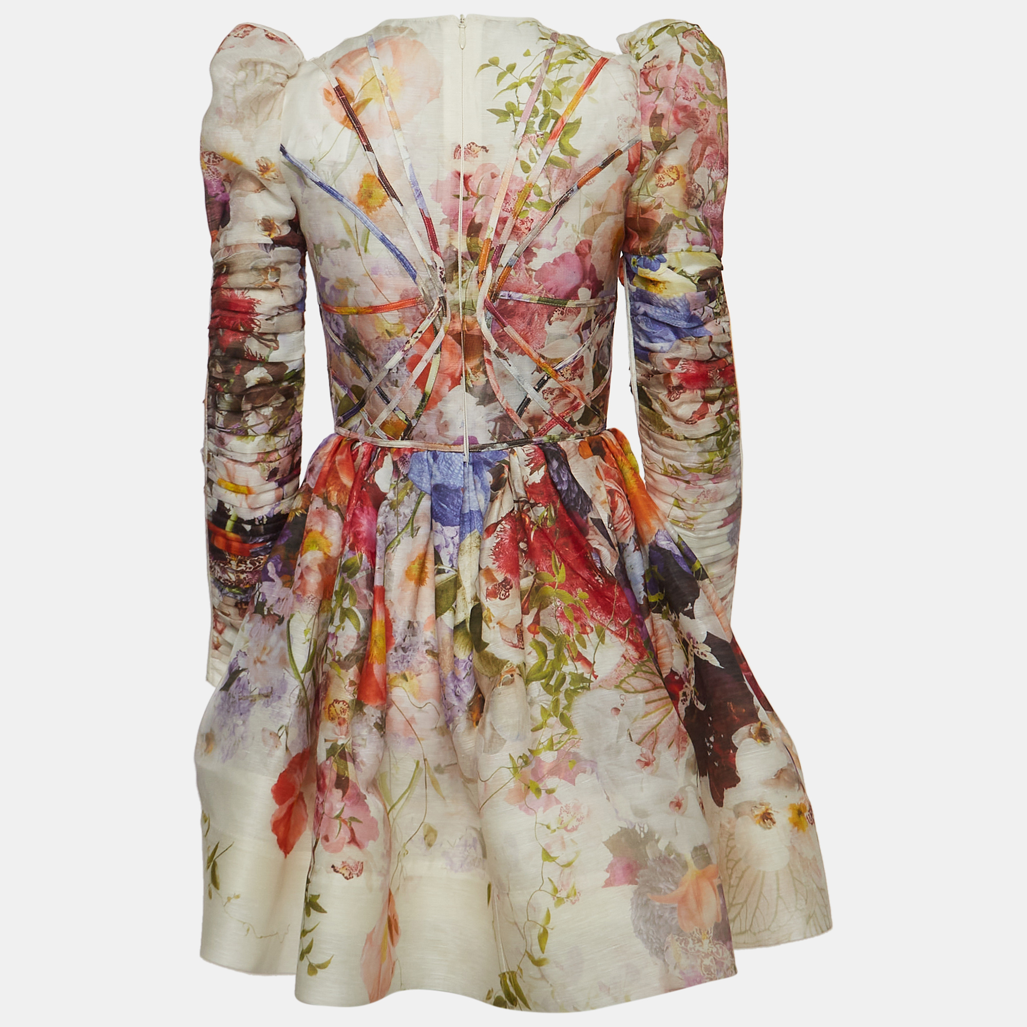 

Zimmermann Multicolor Floral Print Linen-Blend Mini Dress