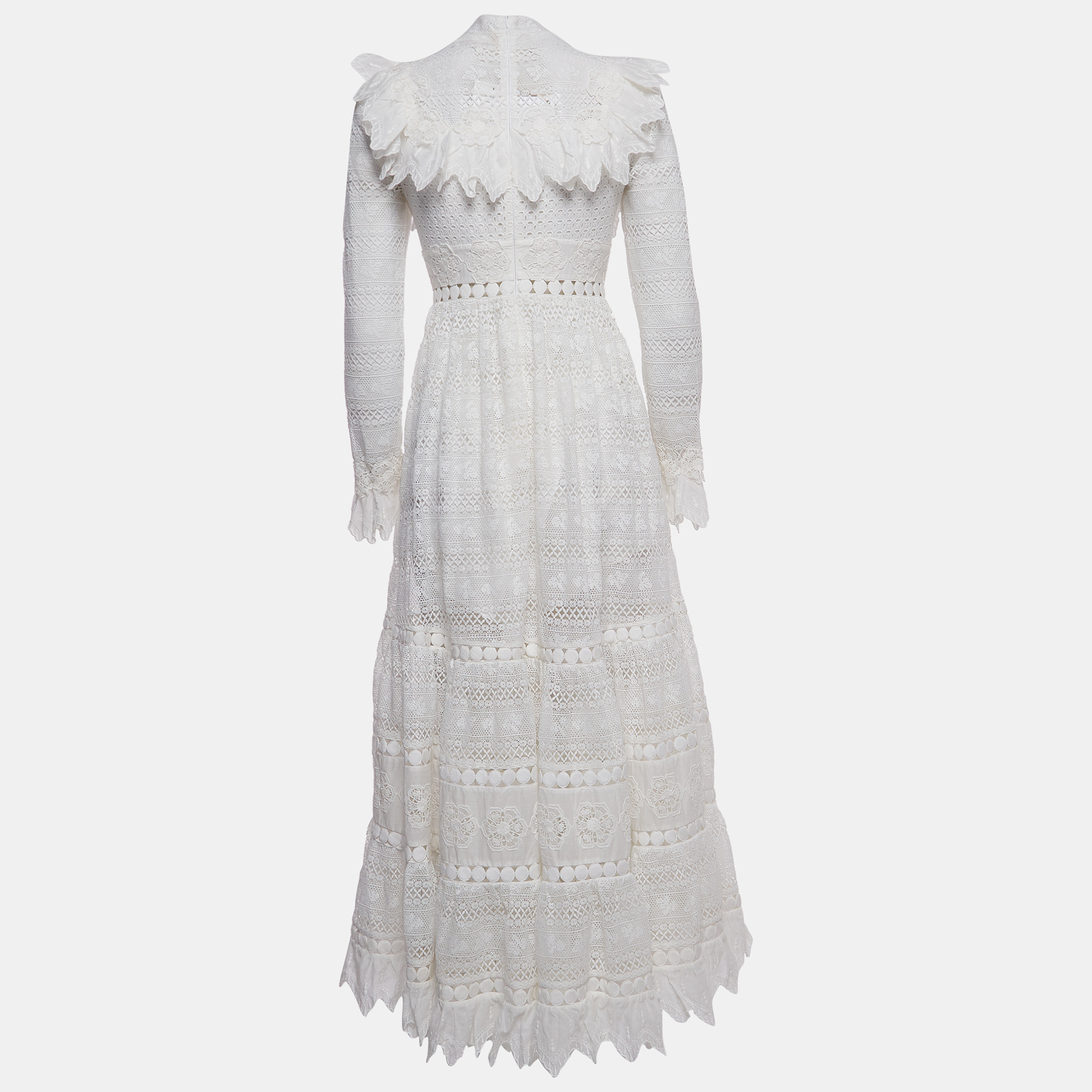 

Zimmermann White Lace Prima Insert Trim Maxi Dress