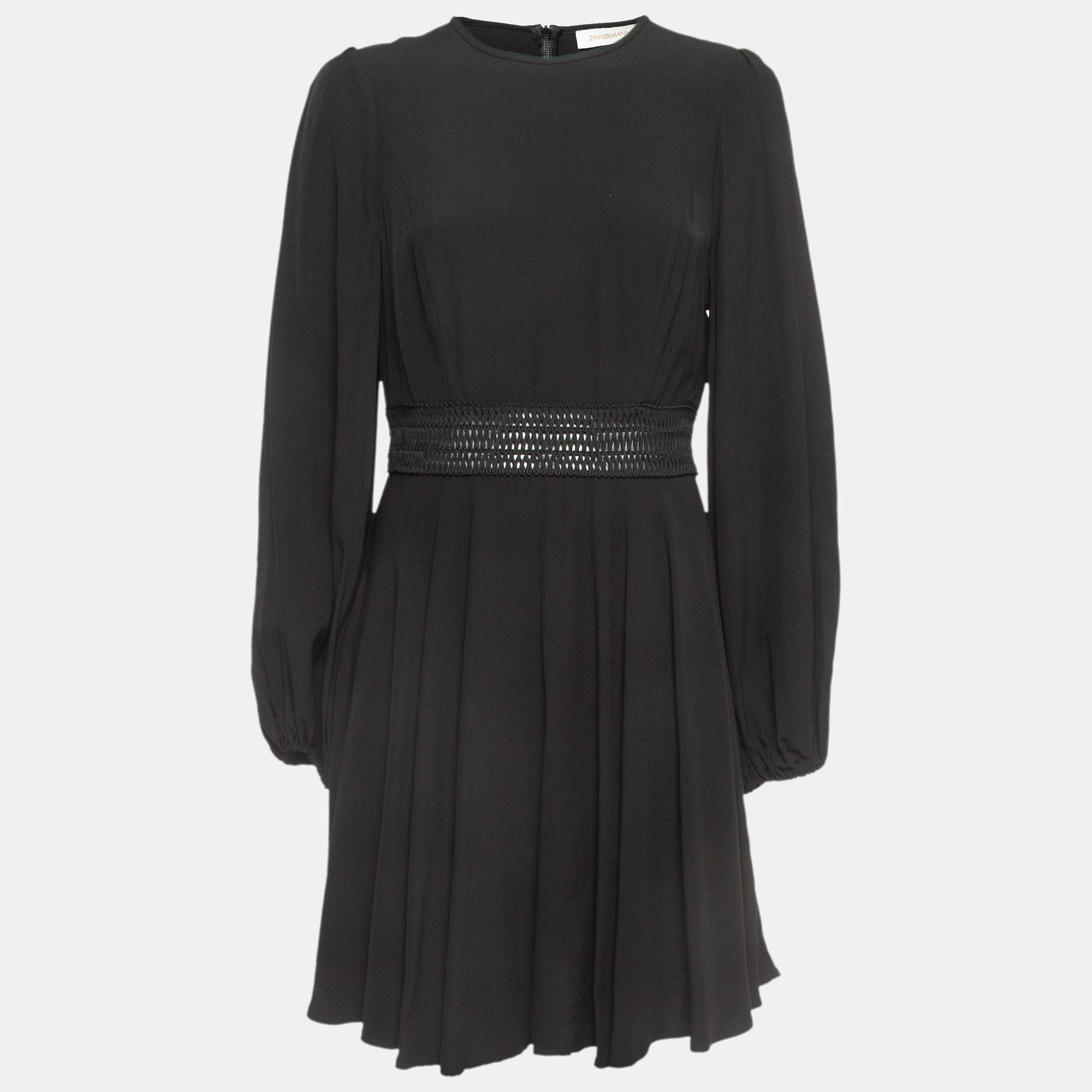 Pre-owned Zimmermann Black Crepe Mini Dress M