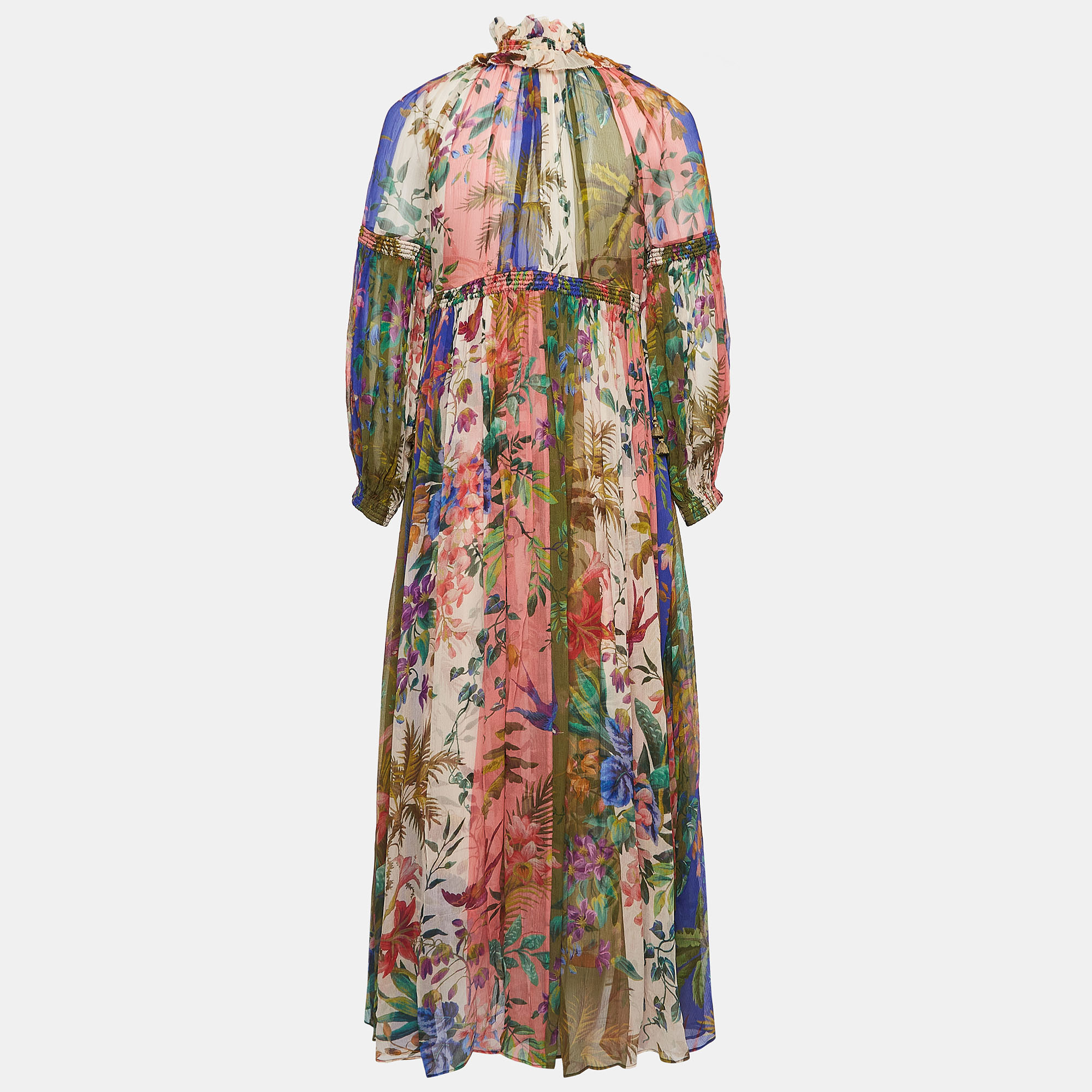 

Zimmermann Multicolor Tropicana Print Silk Maxi Dress