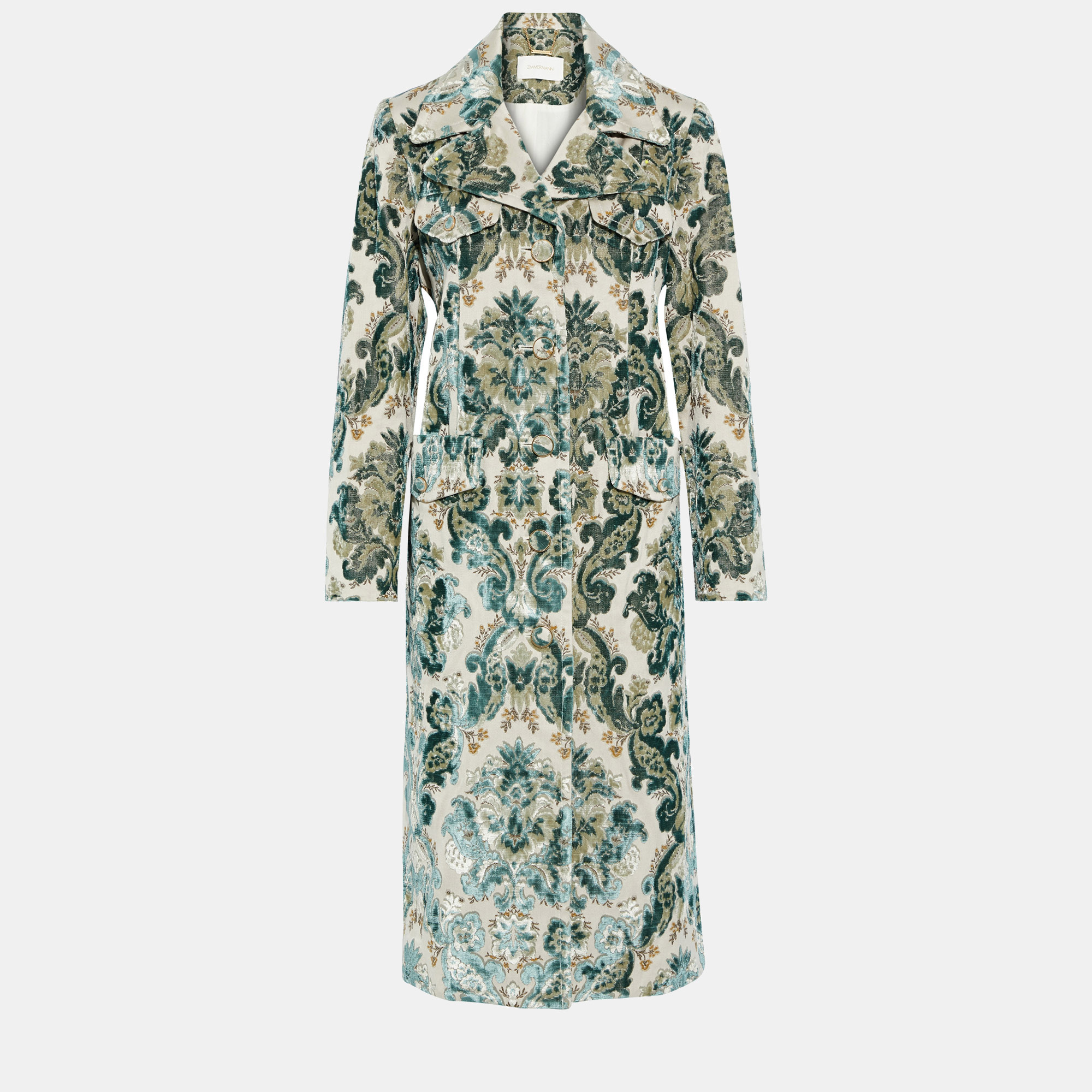 Pre-owned Zimmermann Cotton Long Coat 00 In Multicolor