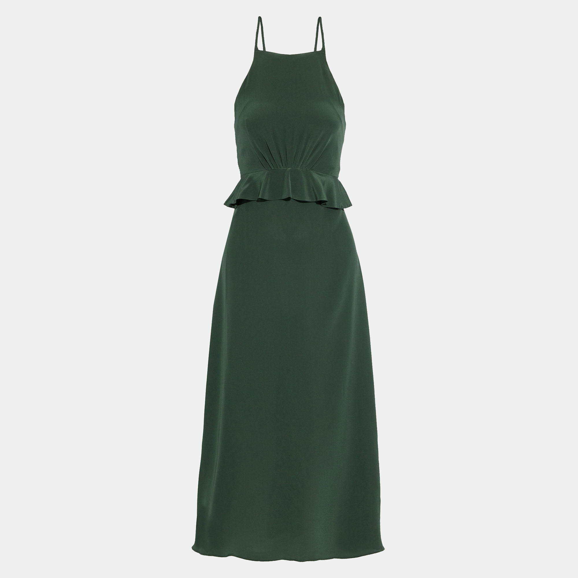 Pre-owned Zimmermann Green Silk Midi Dress Xxs (size 0p)