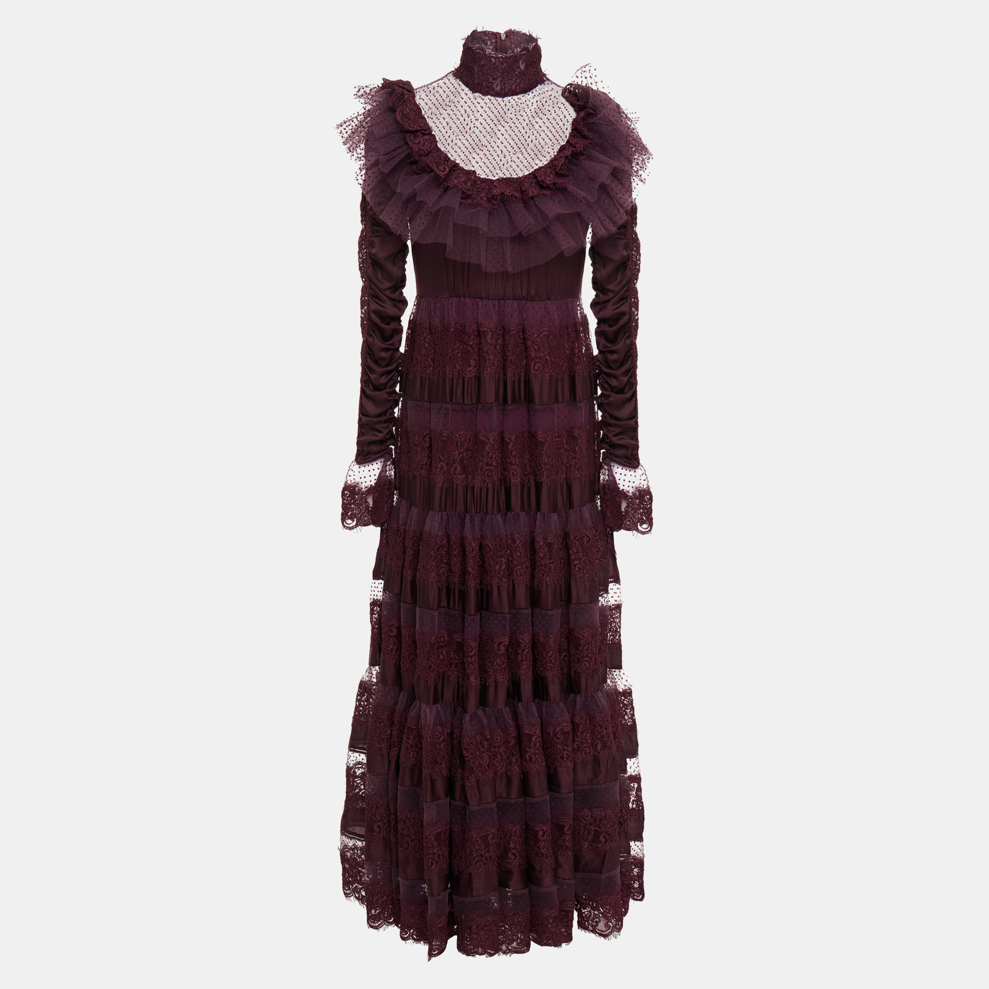 Pre-owned Zimmermann Silk Maxi Dress 1 In Burgundy