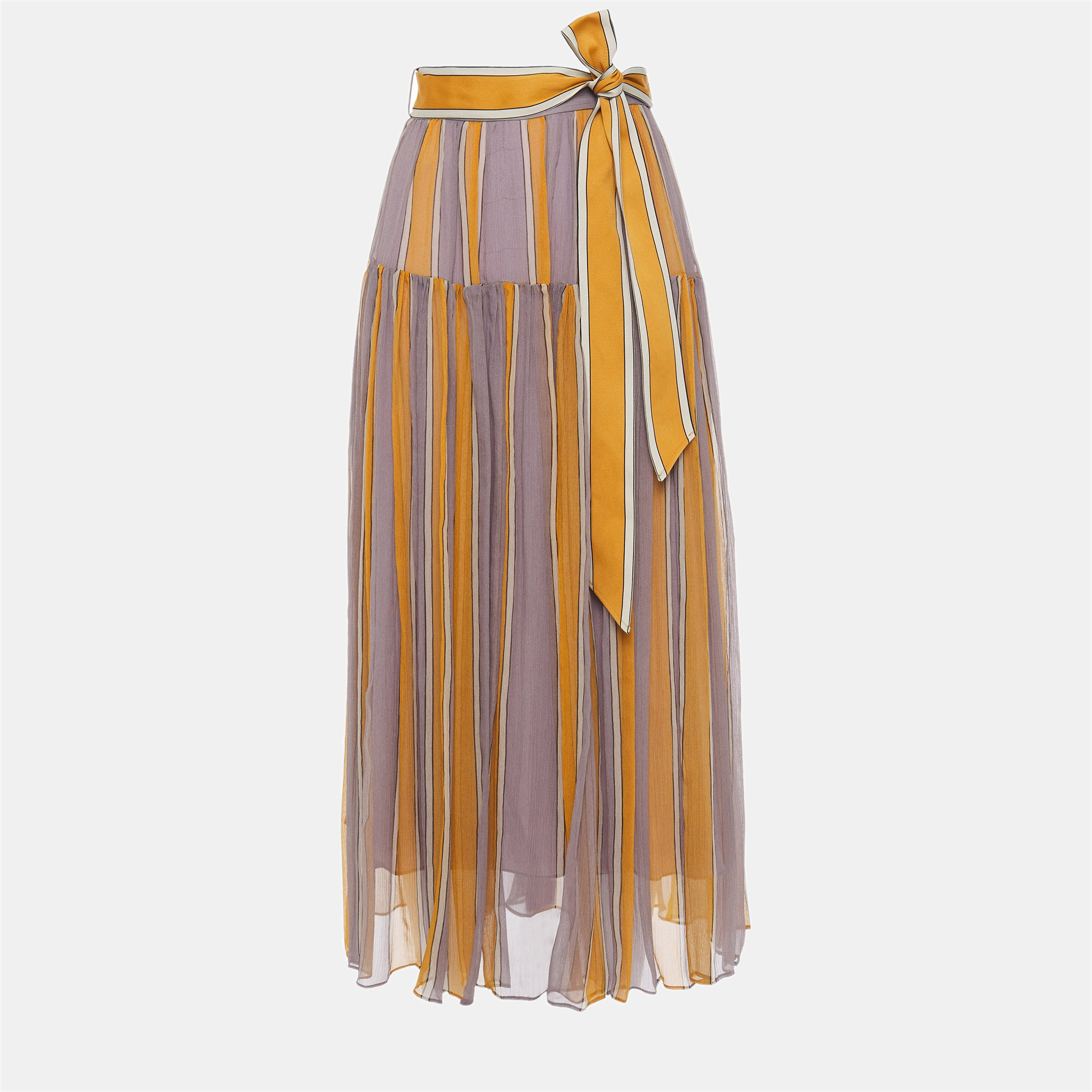 

Zimmermann Multicolor Striped Georgette Midi Skirt Size  (0