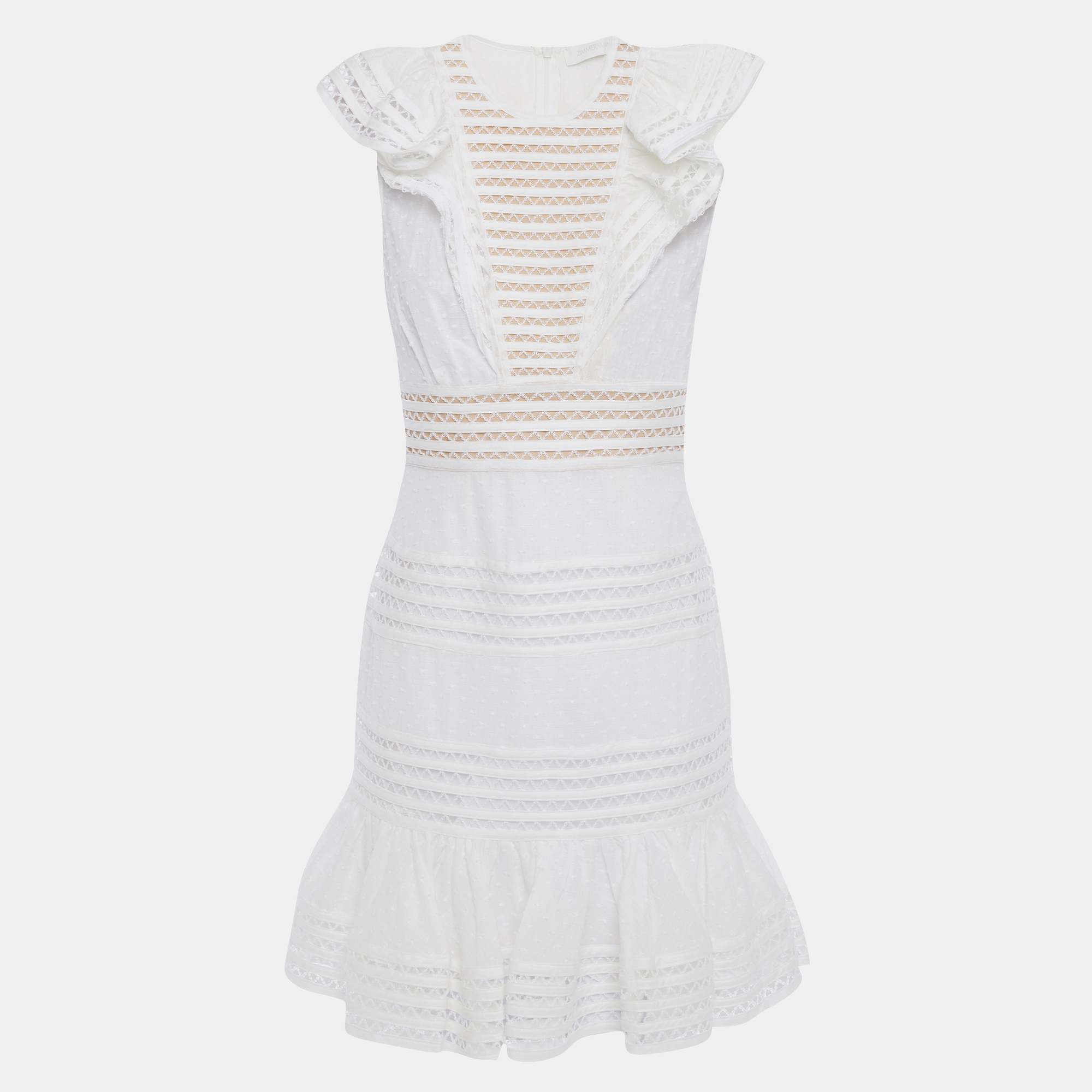 Pre-owned Zimmermann Cotton Mini Dress 1 In White