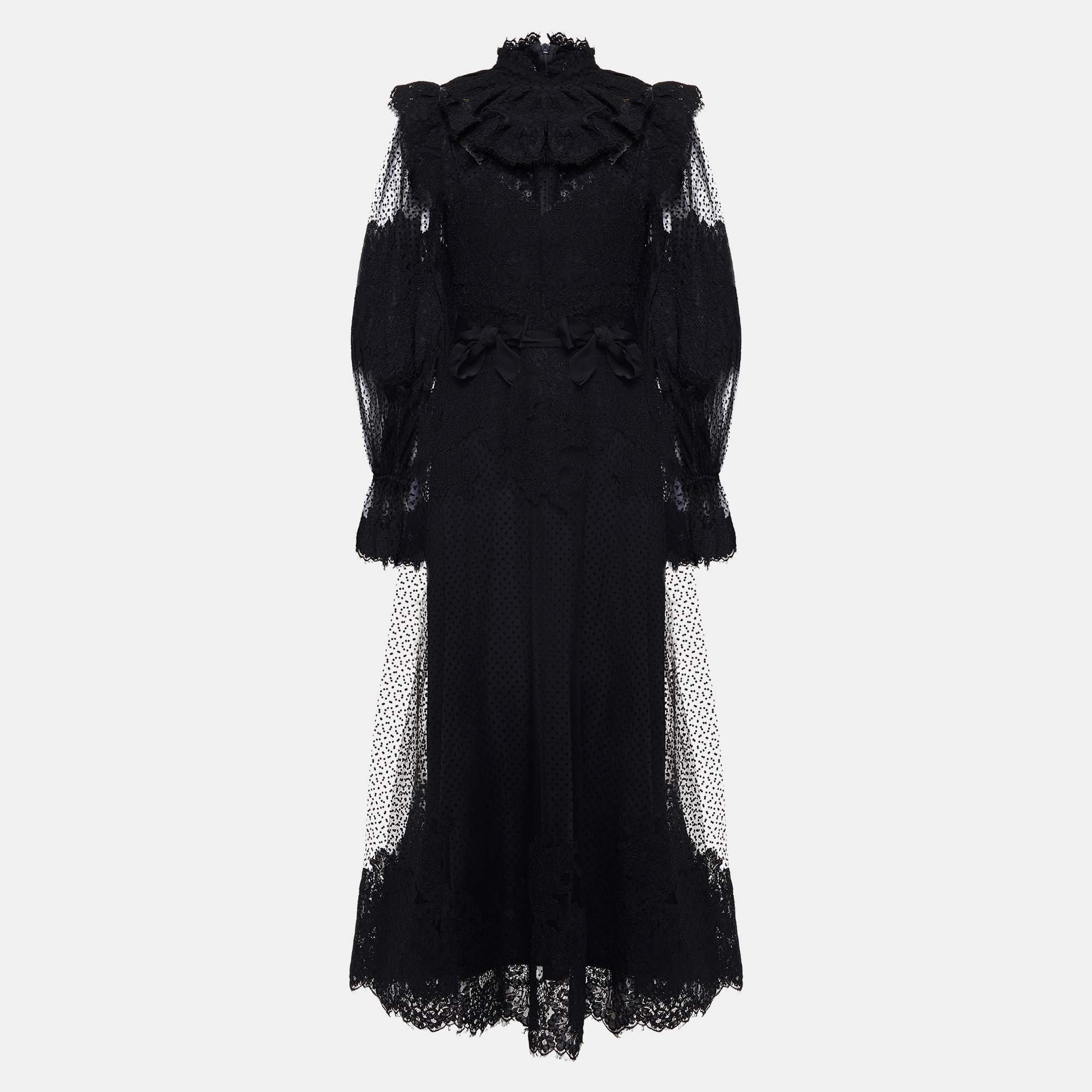 Pre-owned Zimmermann Polyester Midi Dress 2 In Black