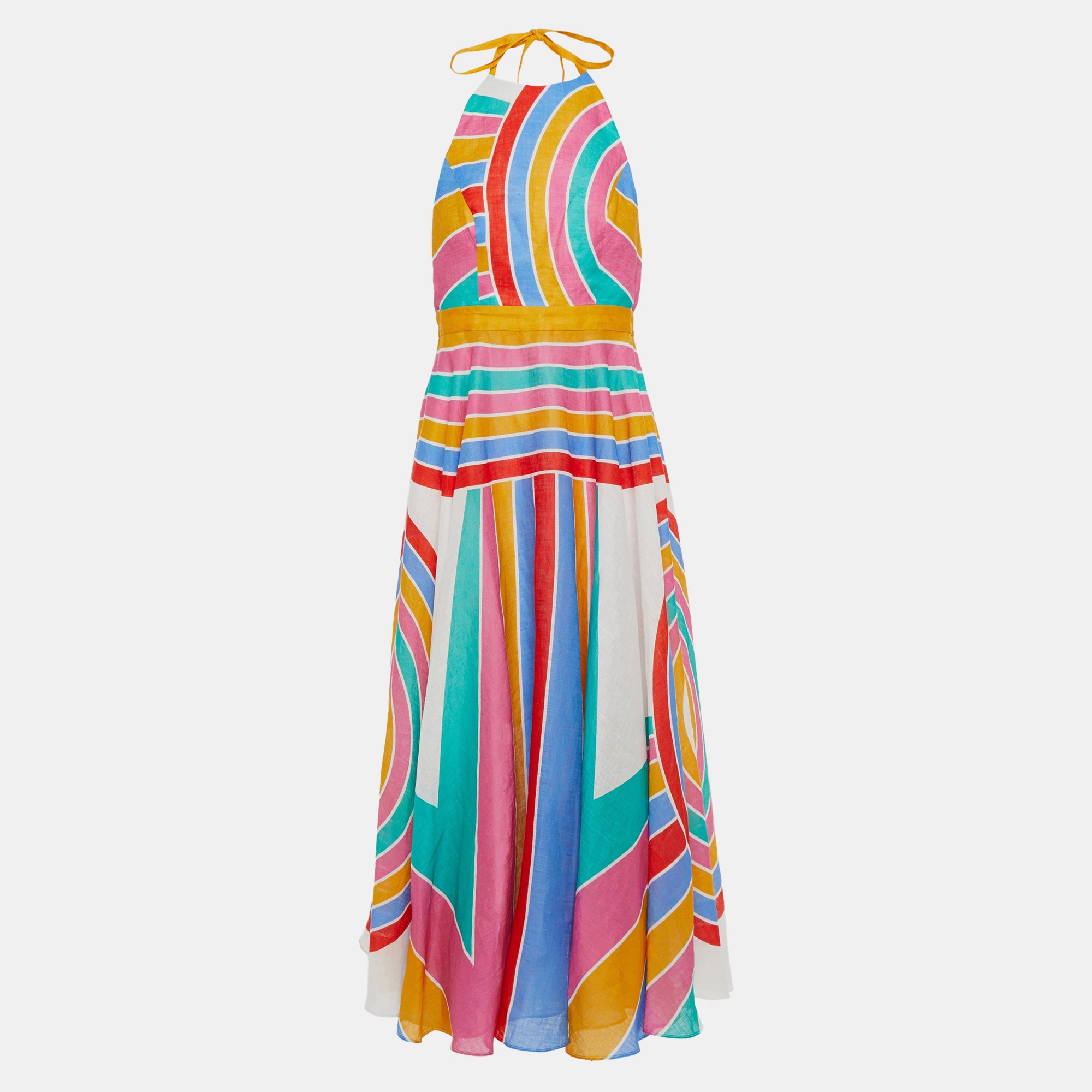 

Zimmermann Linen Striped Midi Dress AU 3, Multicolor