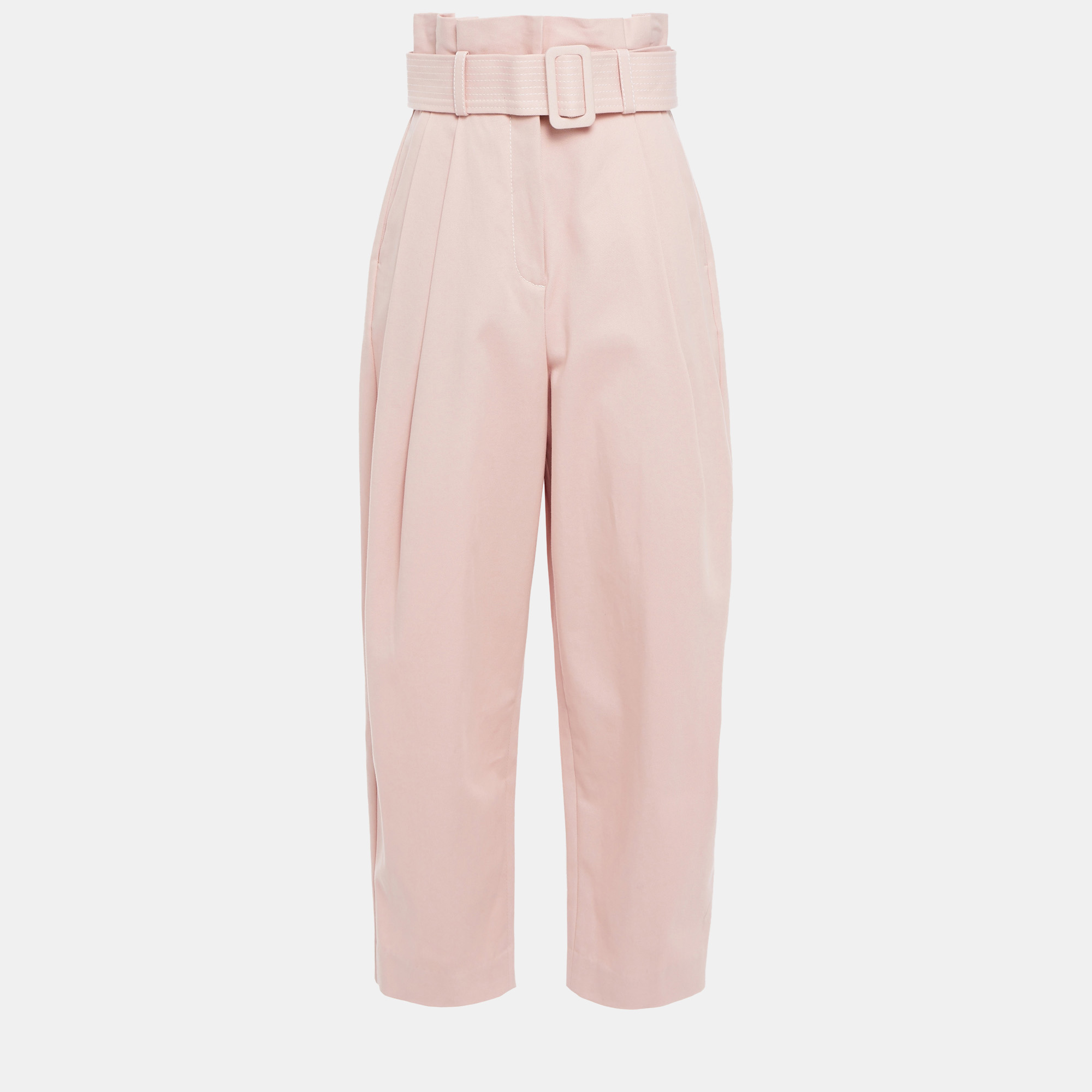 Pre-owned Zimmermann Pink Cotton Tapered Pants L (3)