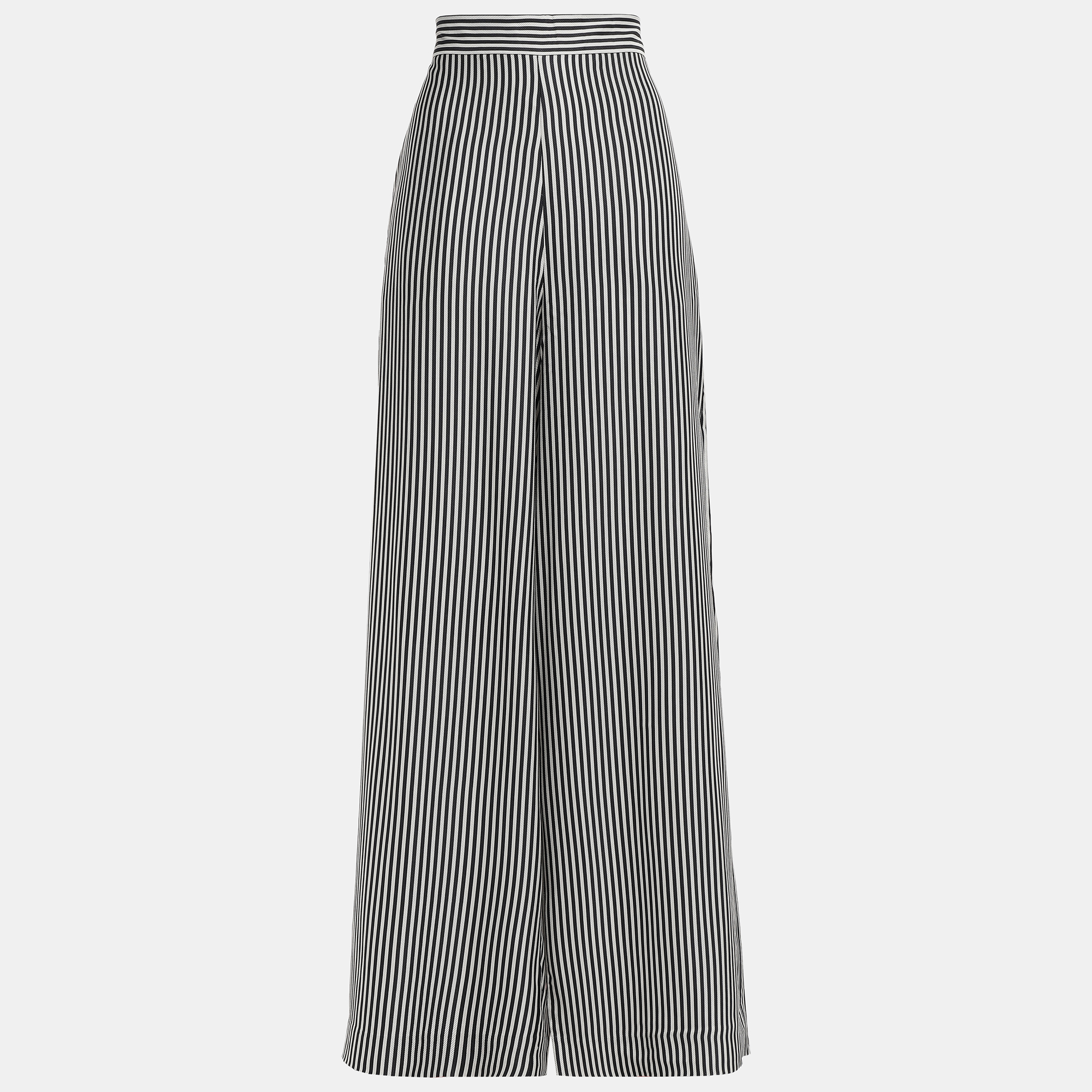 

Zimmermann Black/White Striped Silk-Blend Wide-Leg Pants  (0