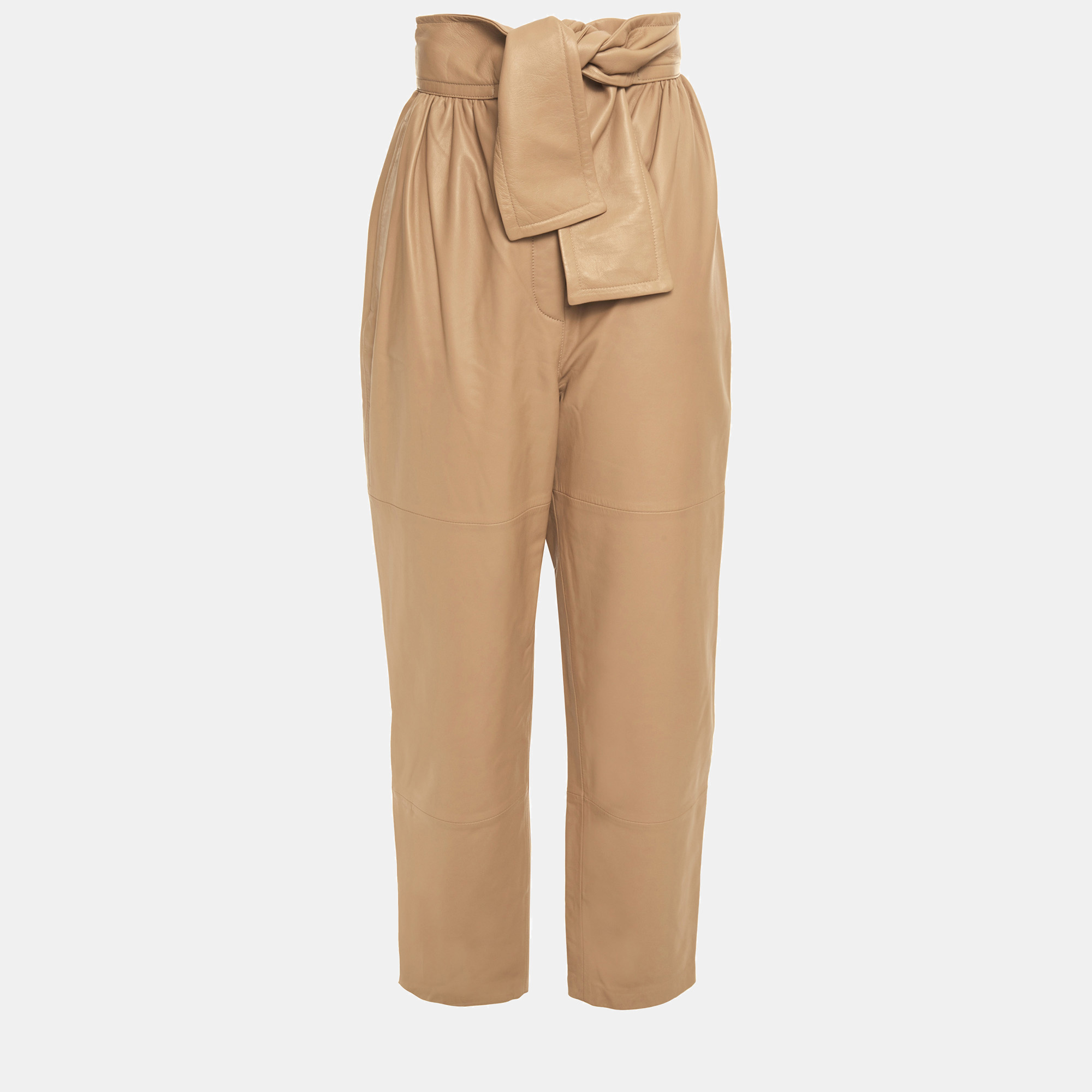 Pre-owned Zimmermann Kid Leather Leather Trousers Au 1 In Beige