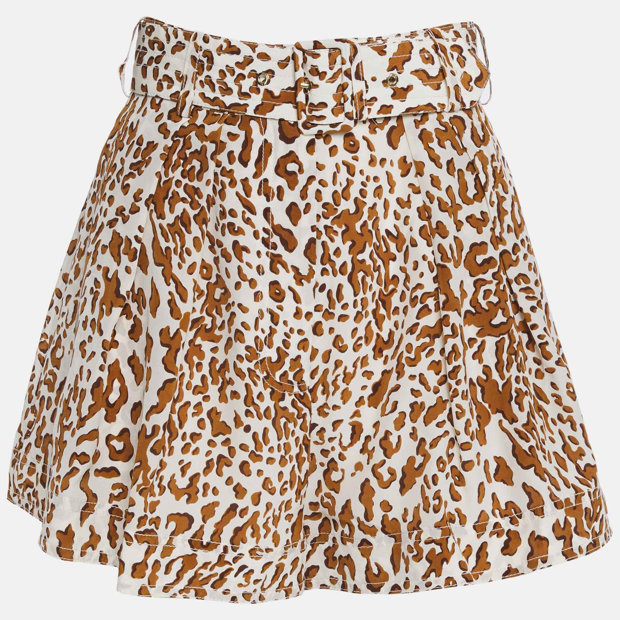 Pre-owned Zimmermann Silk Shorts 3 In Brown