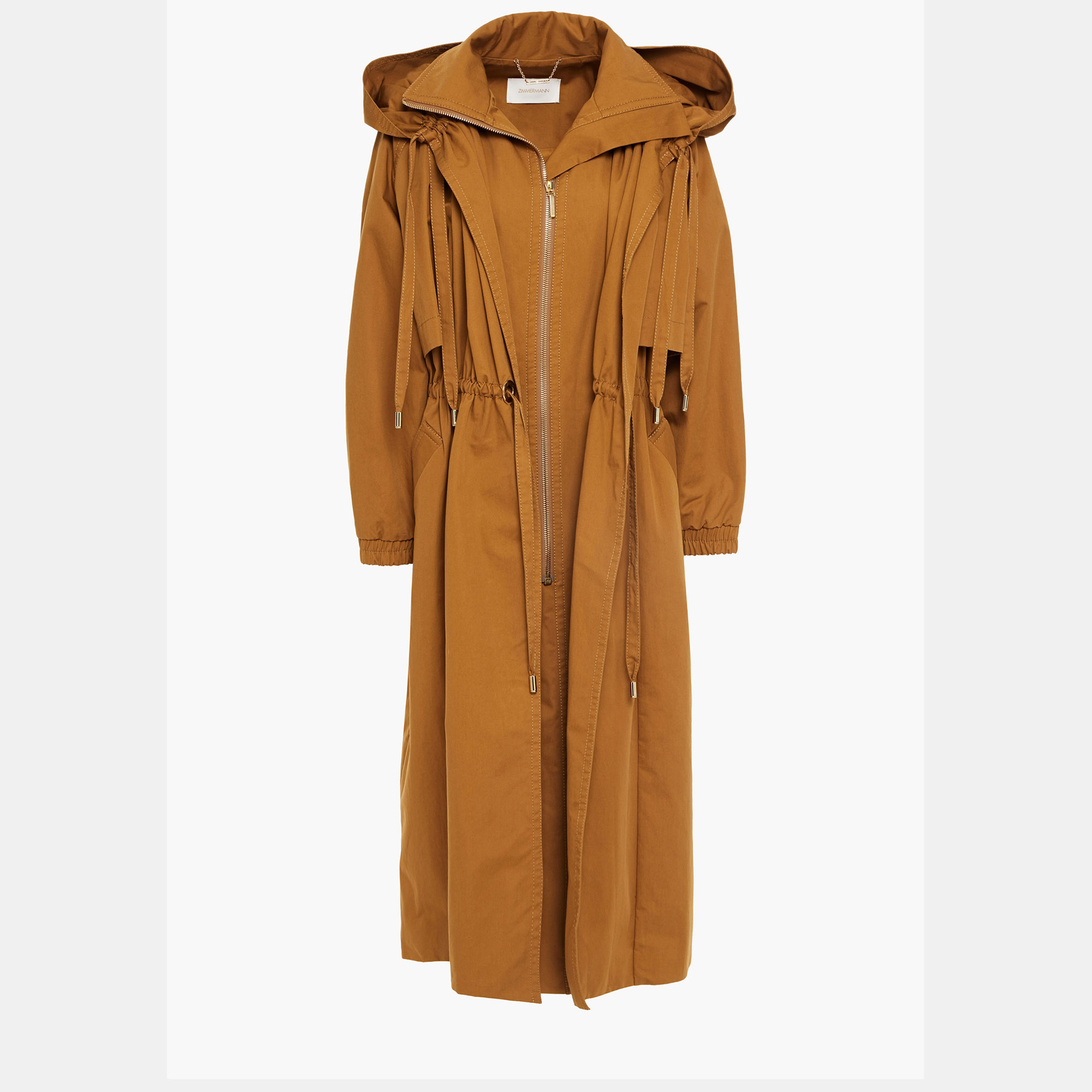 Pre-owned Zimmermann Cotton Long Coat 0 In Brown