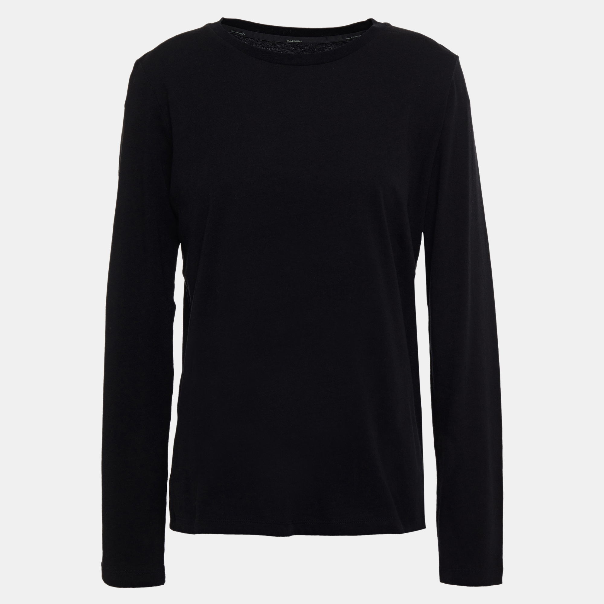 Pre-owned Zimmermann Cotton Long Sleeved Top Xs In Black