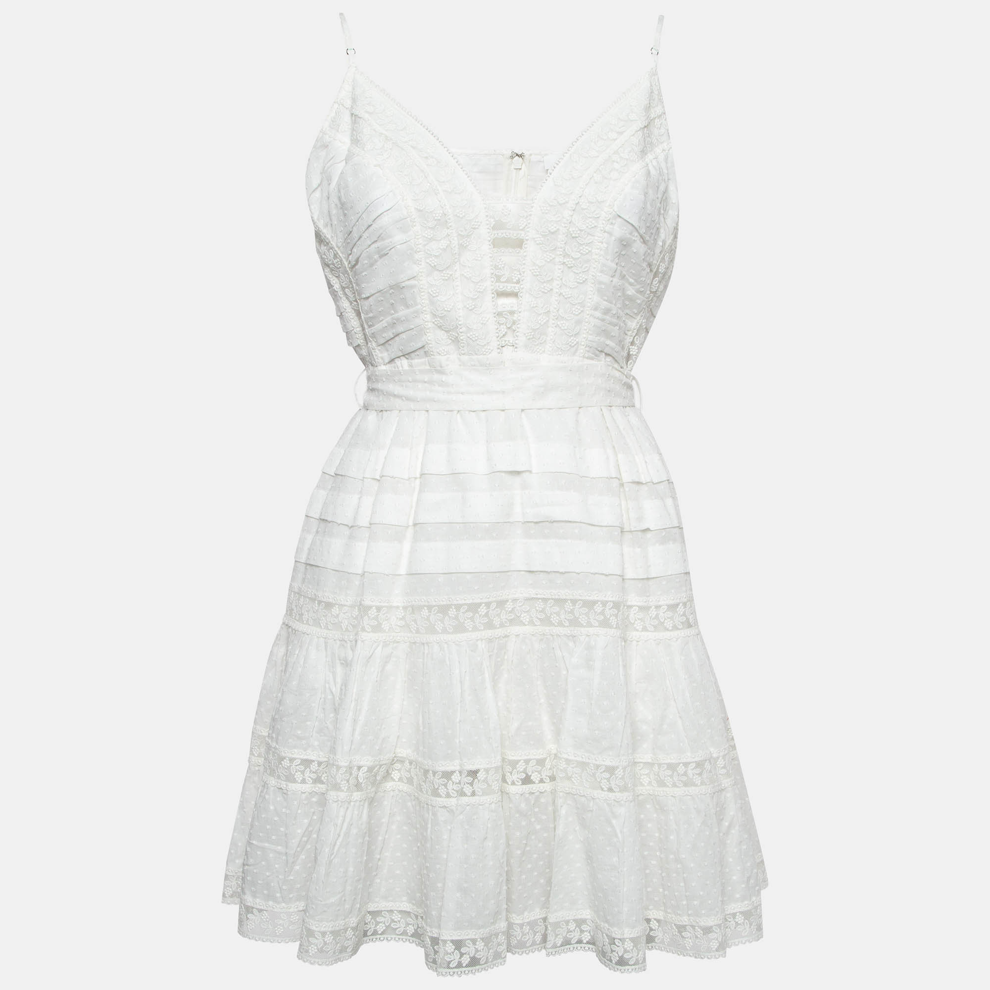 

Zimmermann White Cotton Honour Scallop Short Dress M